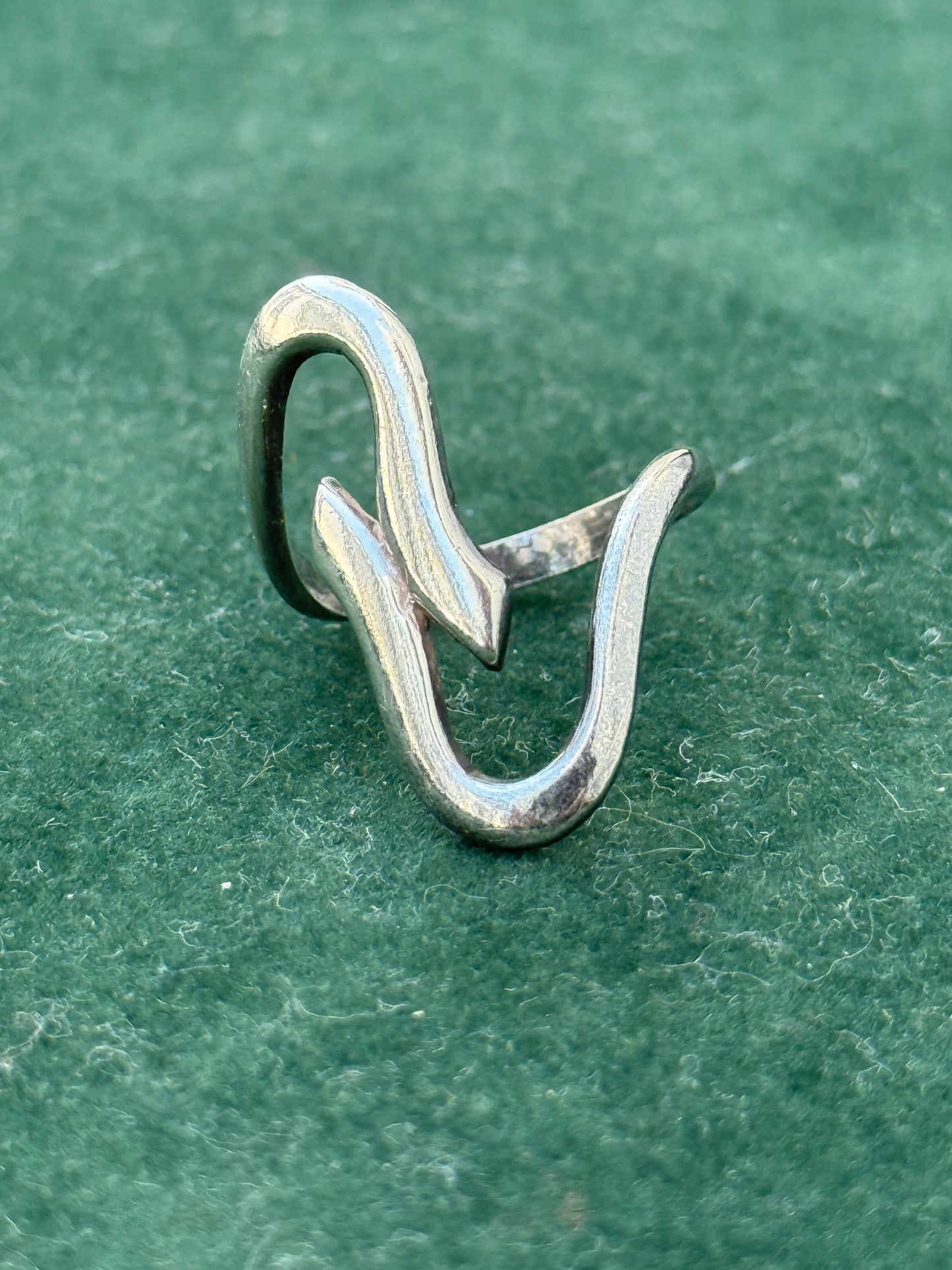 Modernist Abstract Wave Design Sterling Silver Ring