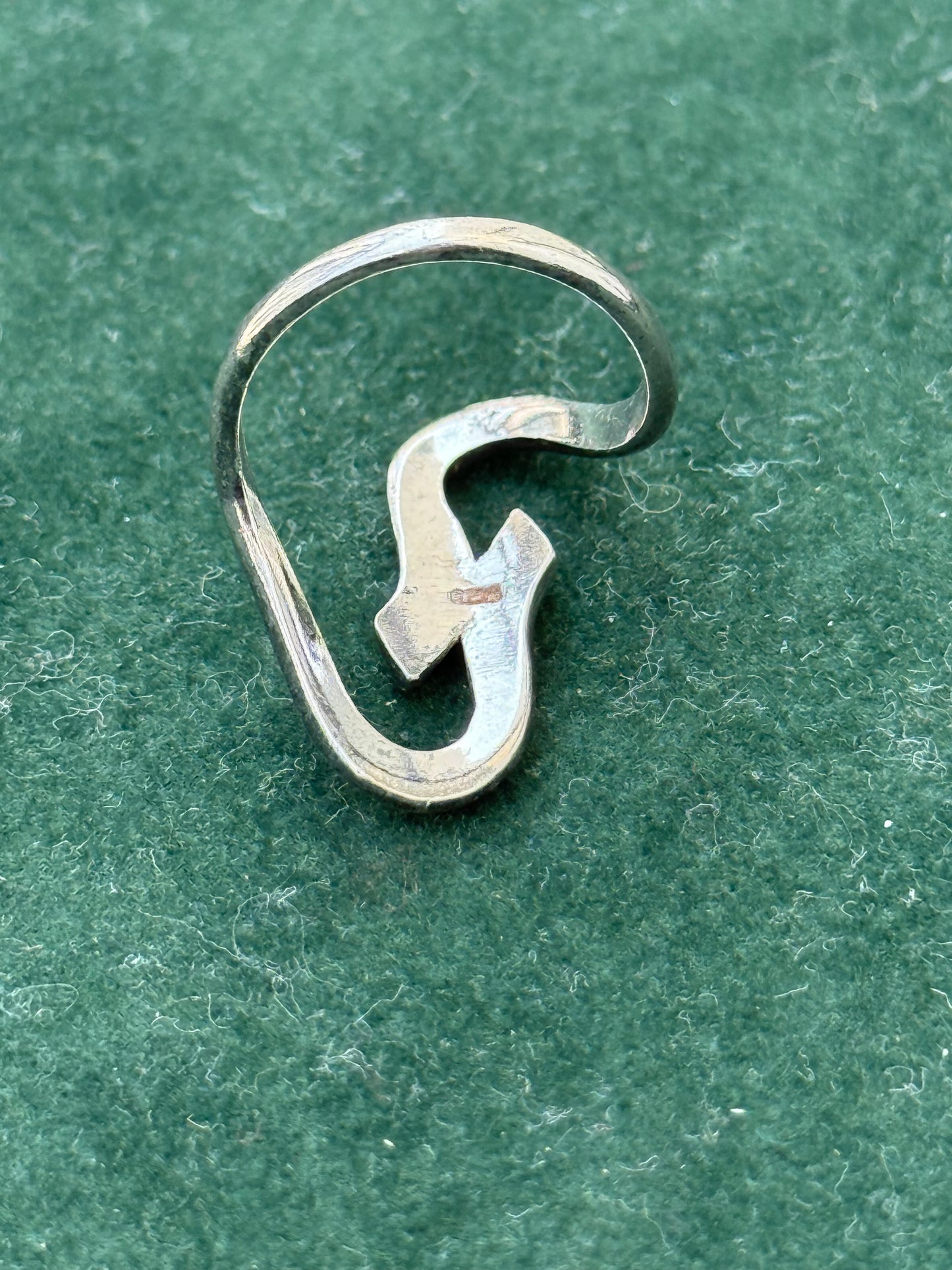 Modernist Abstract Wave Design Sterling Silver Ring