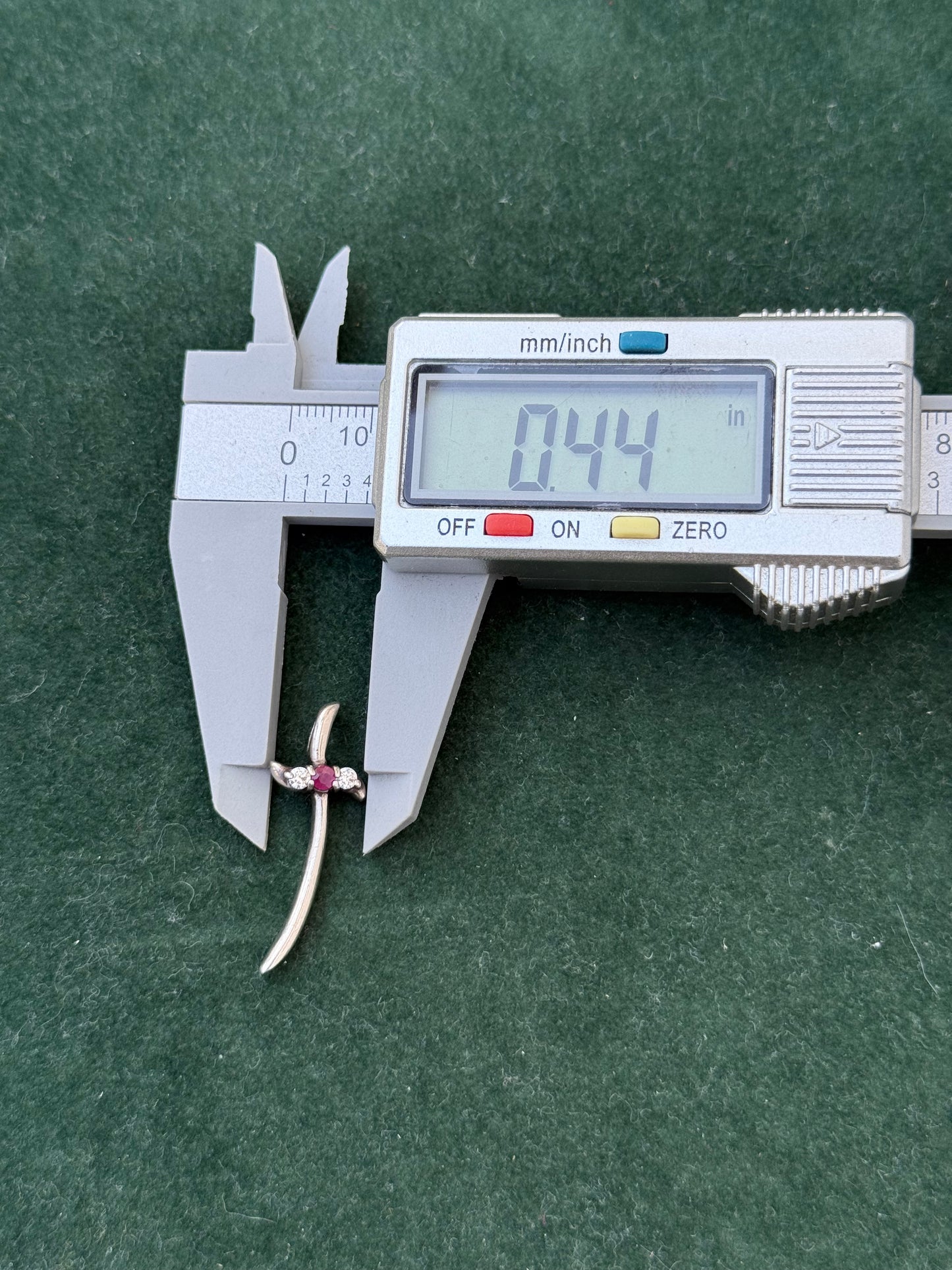 Sterling Silver Cross Pendant with Ruby & Clear Stones – Modern Gothic Style