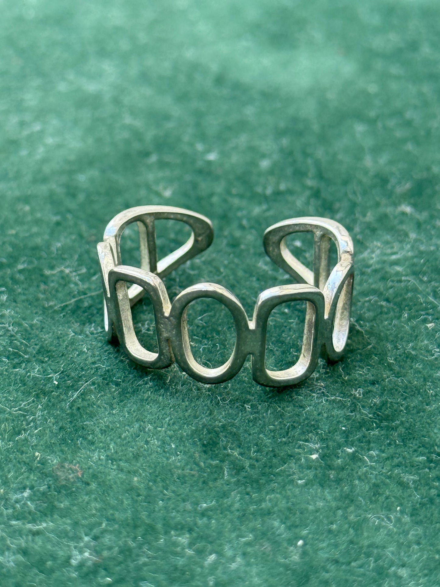 Vintage 925 Sterling Silver Geometric Openwork Ring Modernist Design