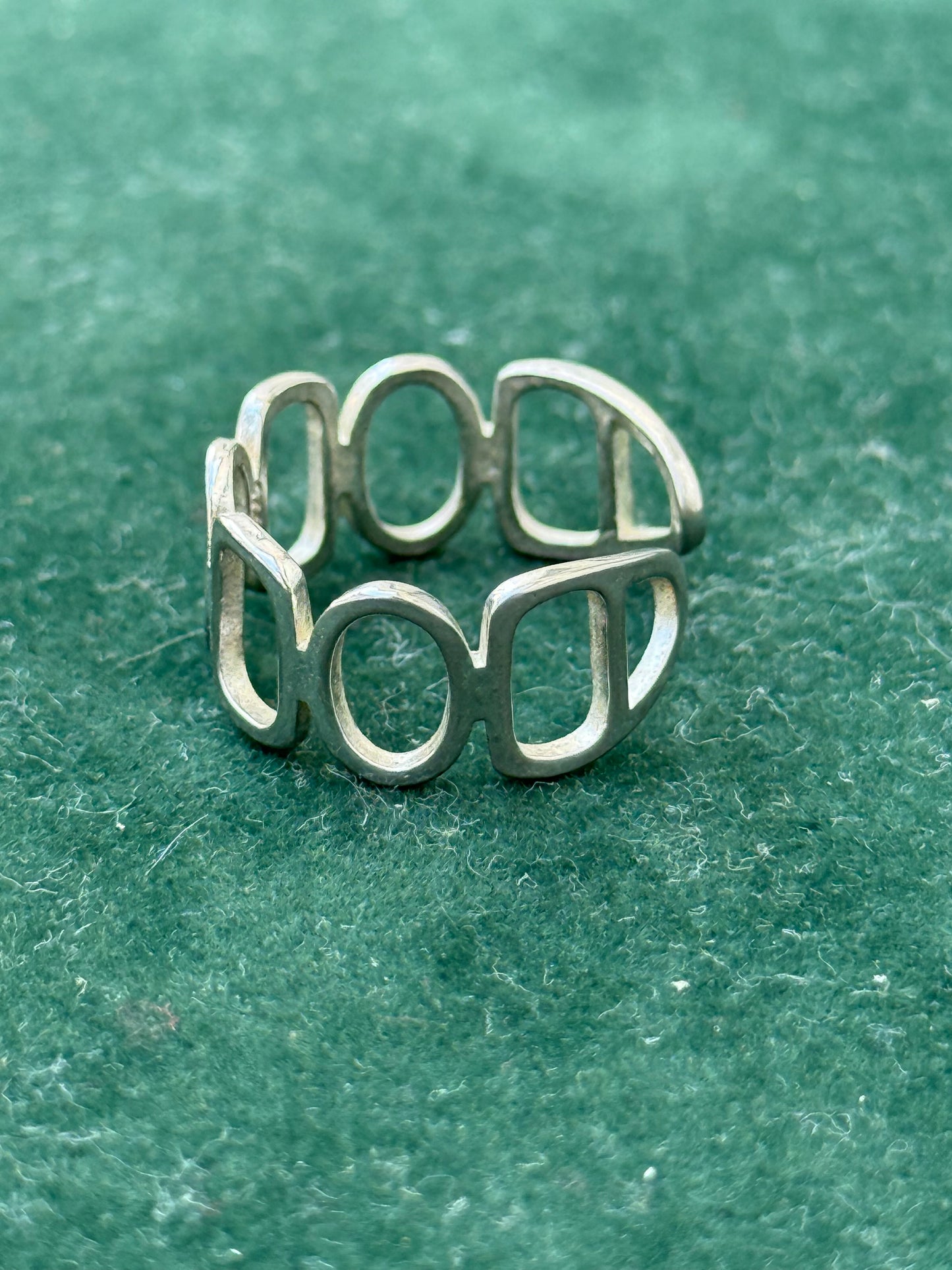 Vintage 925 Sterling Silver Geometric Openwork Ring Modernist Design