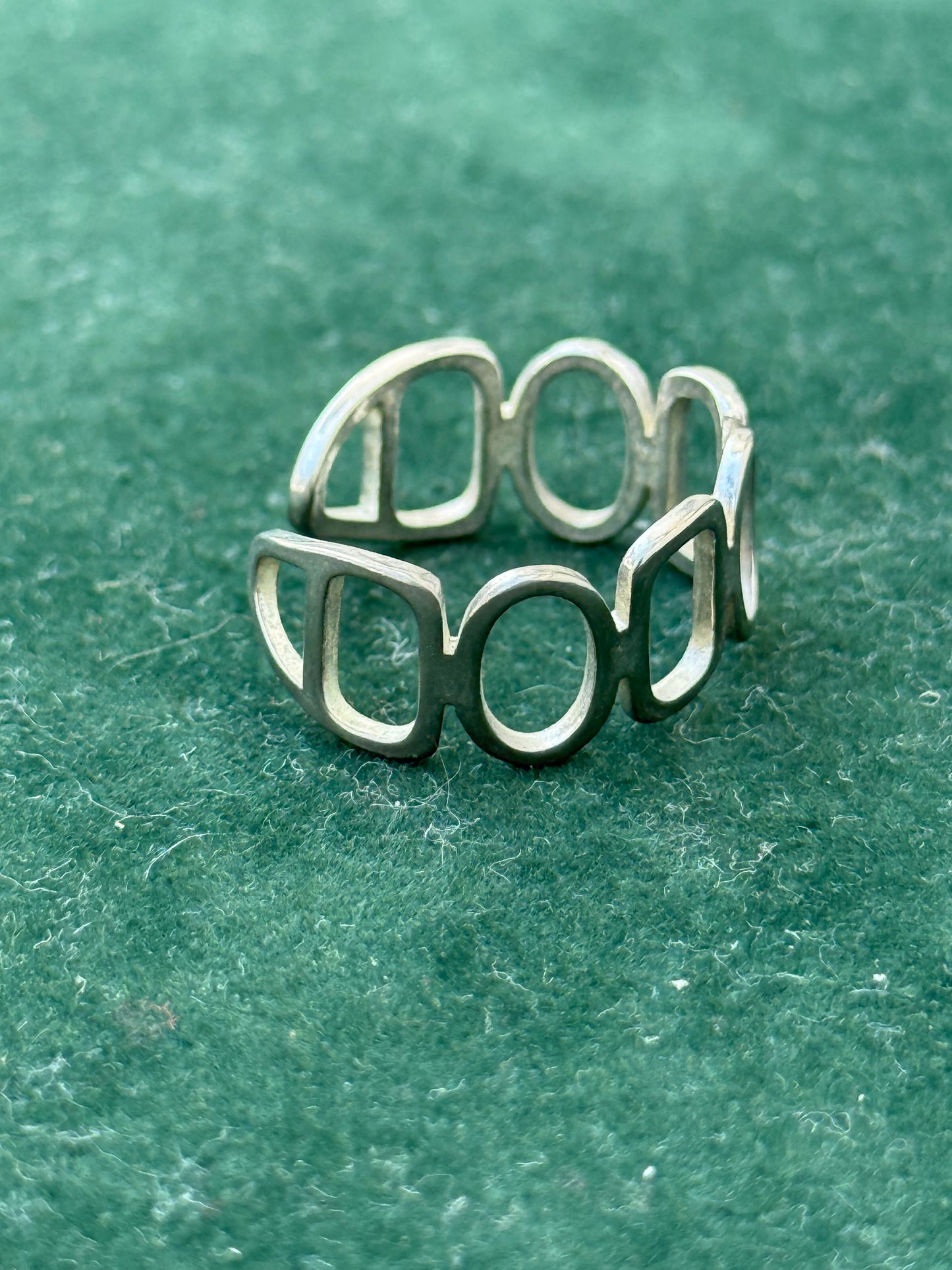 Vintage 925 Sterling Silver Geometric Openwork Ring Modernist Design