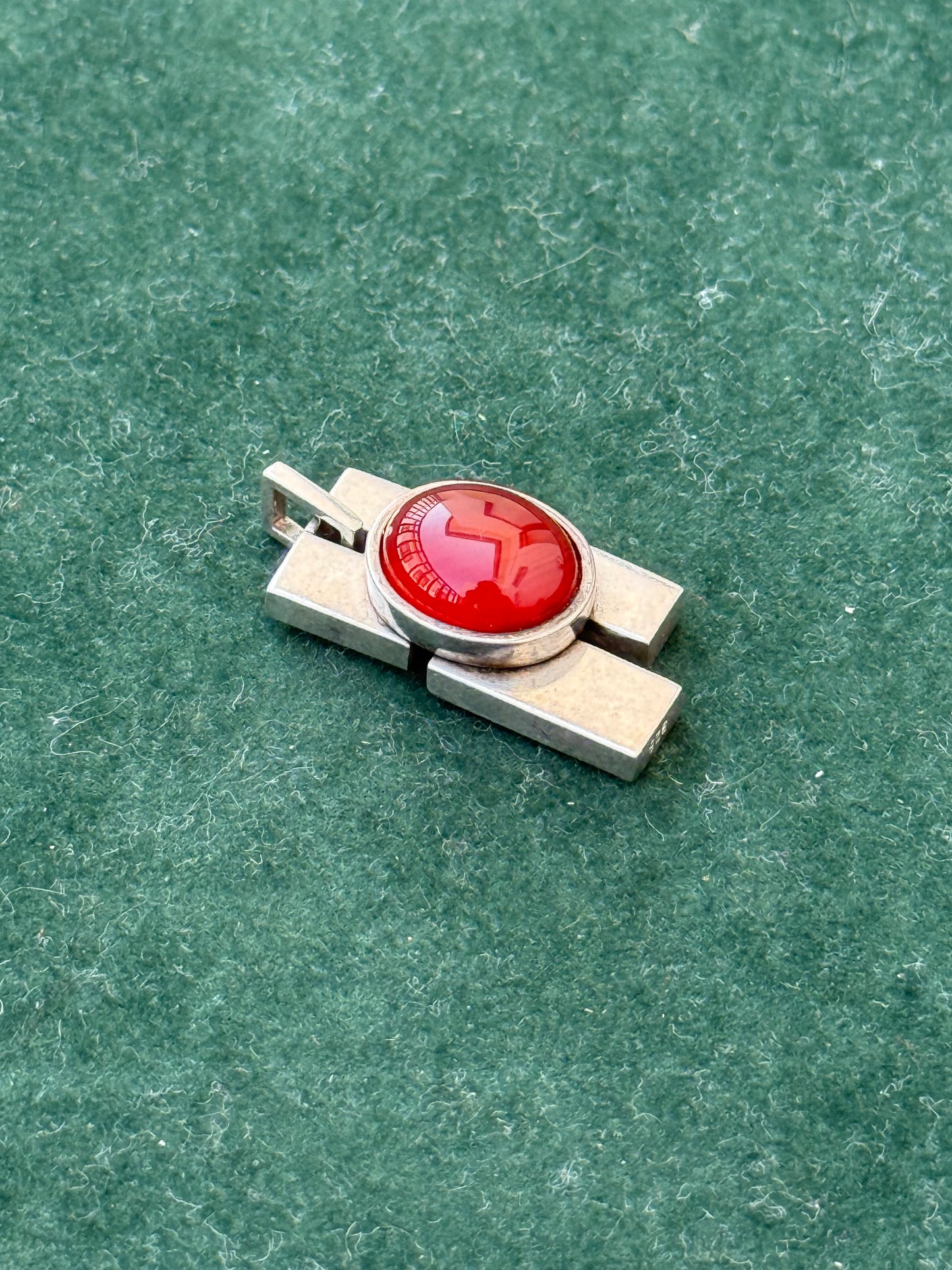 Vintage Stone Market Japan 925 Sterling Silver Pendant with Red Cabochon