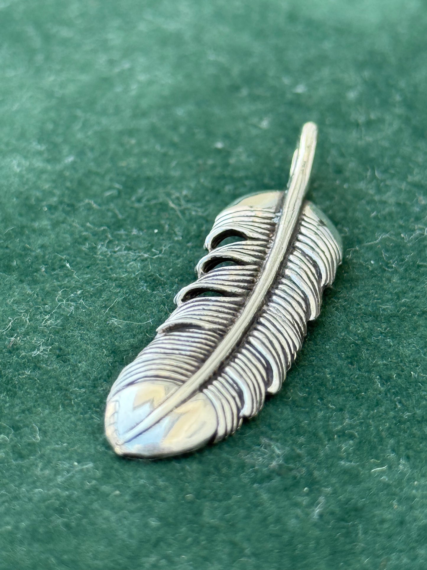 Sterling Silver Feather Pendant Boho Native Inspired Design