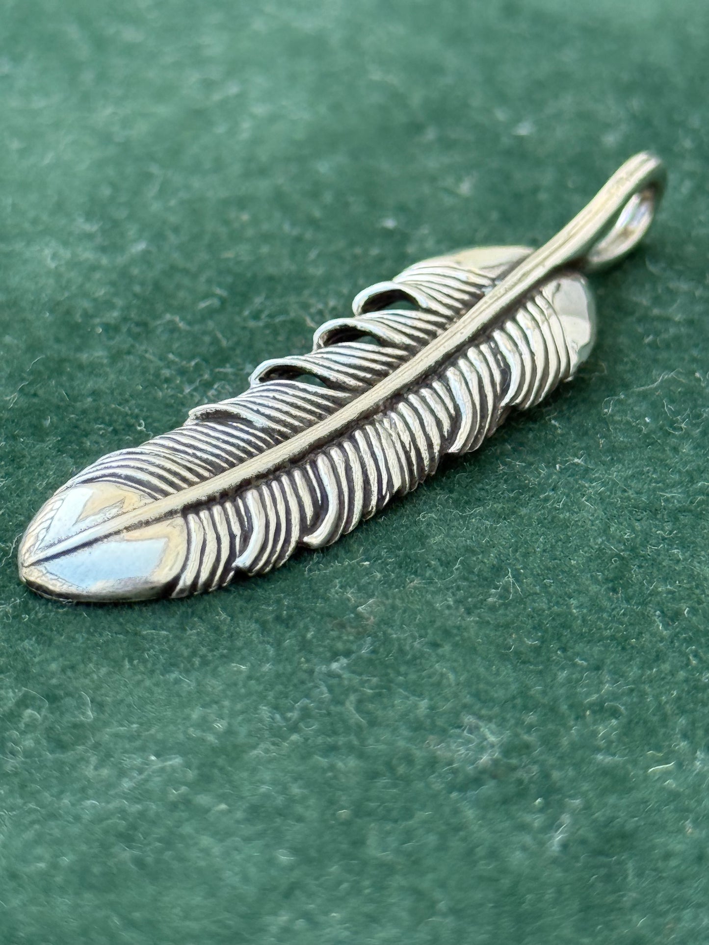 Sterling Silver Feather Pendant Boho Native Inspired Design