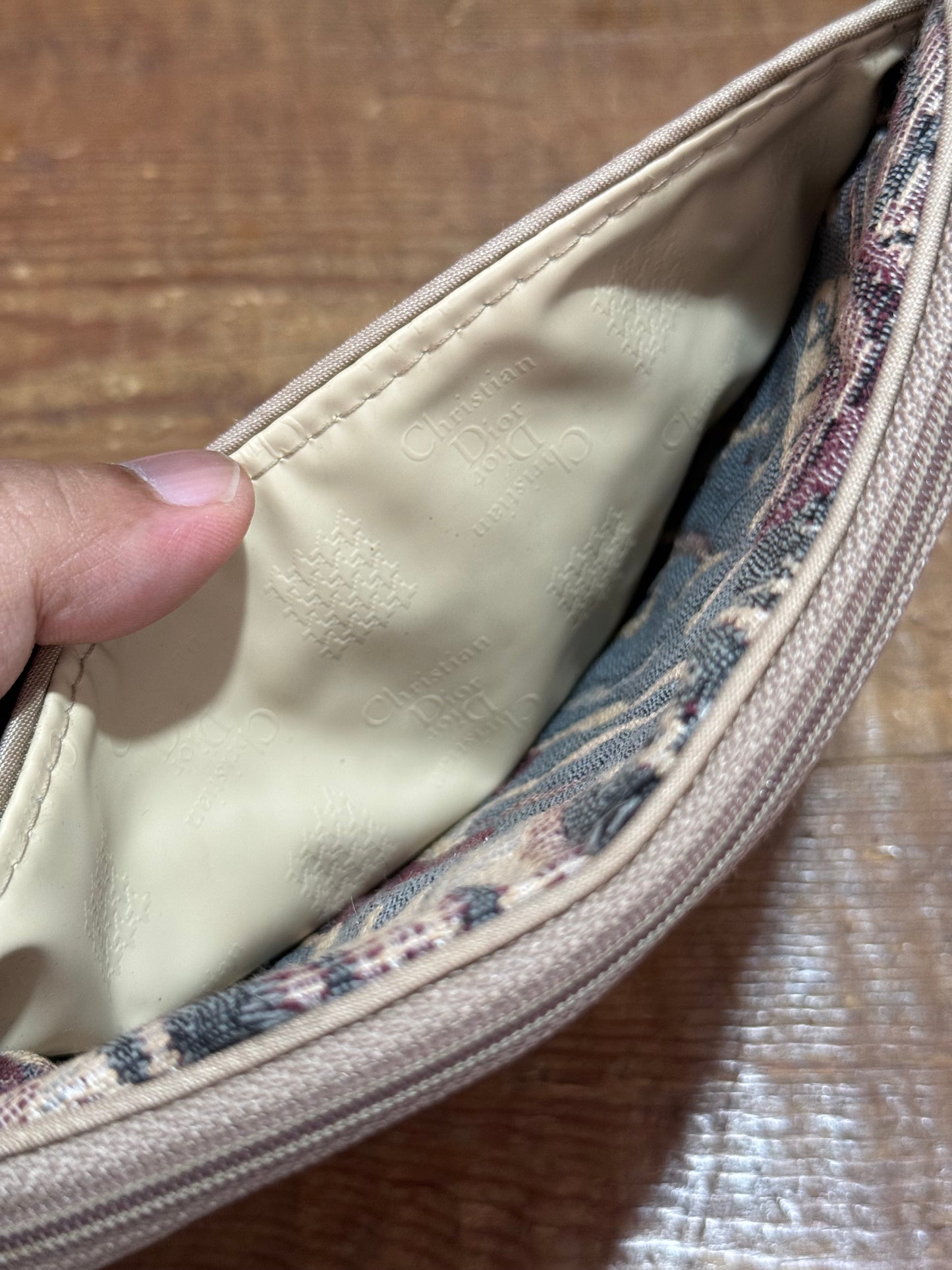 Vintage Christian Dior Floral Tapestry Cosmetic Pouch Sacs De Beaute