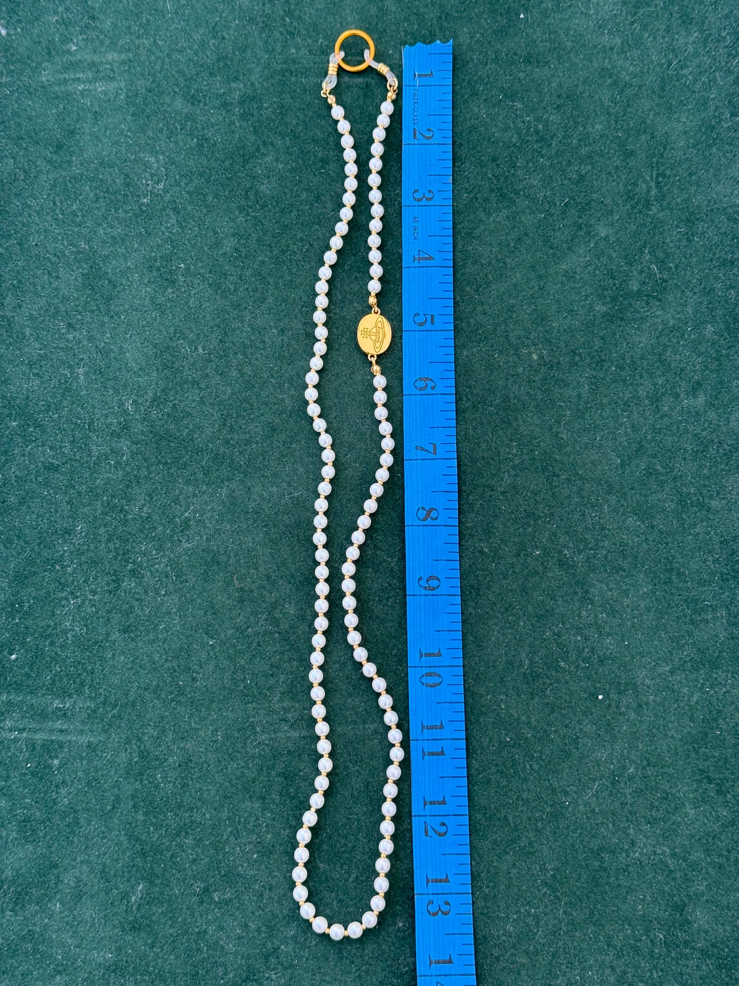 Vivienne Westwood Pearl Beaded Choker Necklace with Gold Orb Medallion