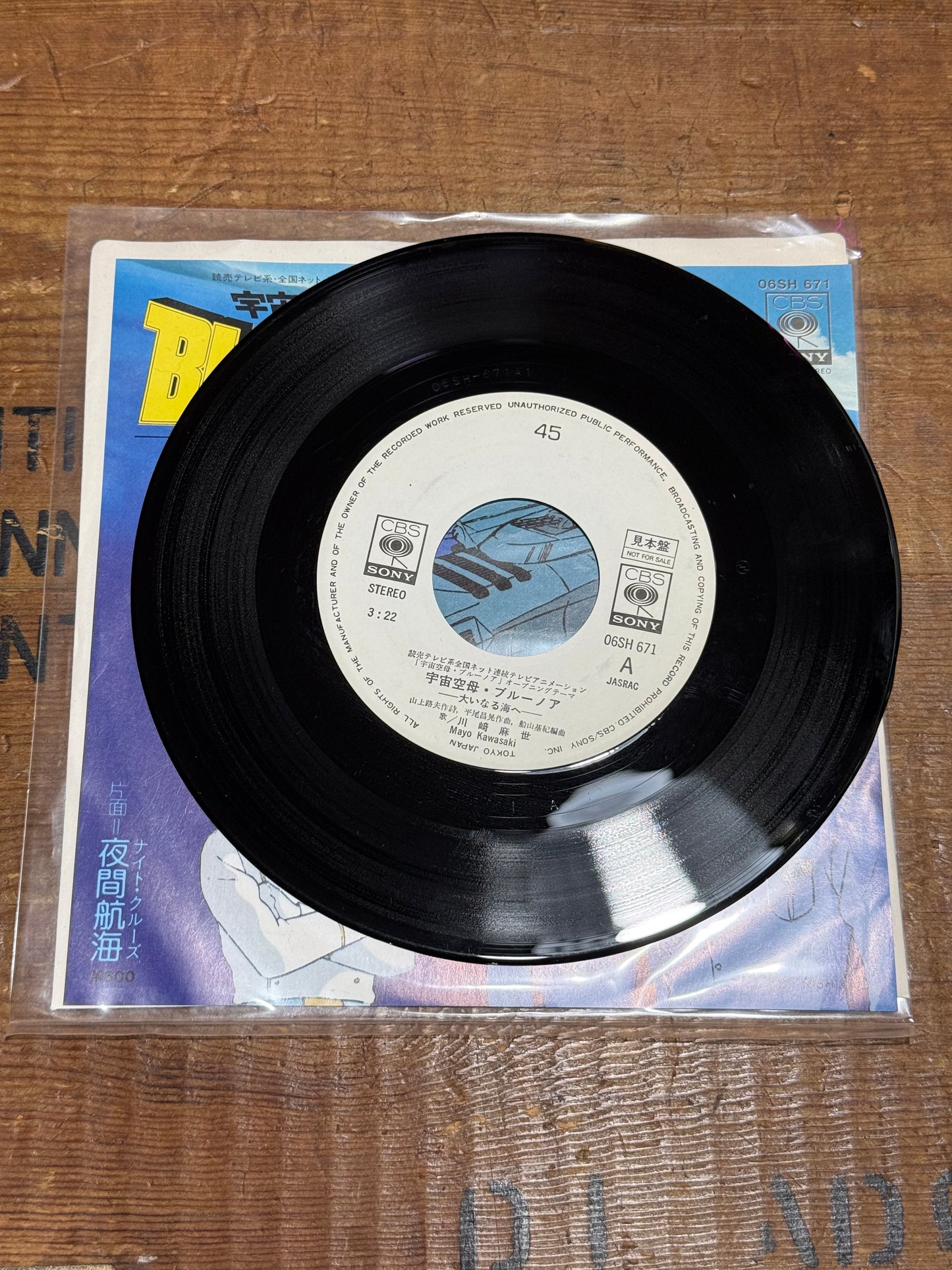 Vintage Blue Noah Anime Soundtrack 7” Vinyl CBS Sony Japan 1980