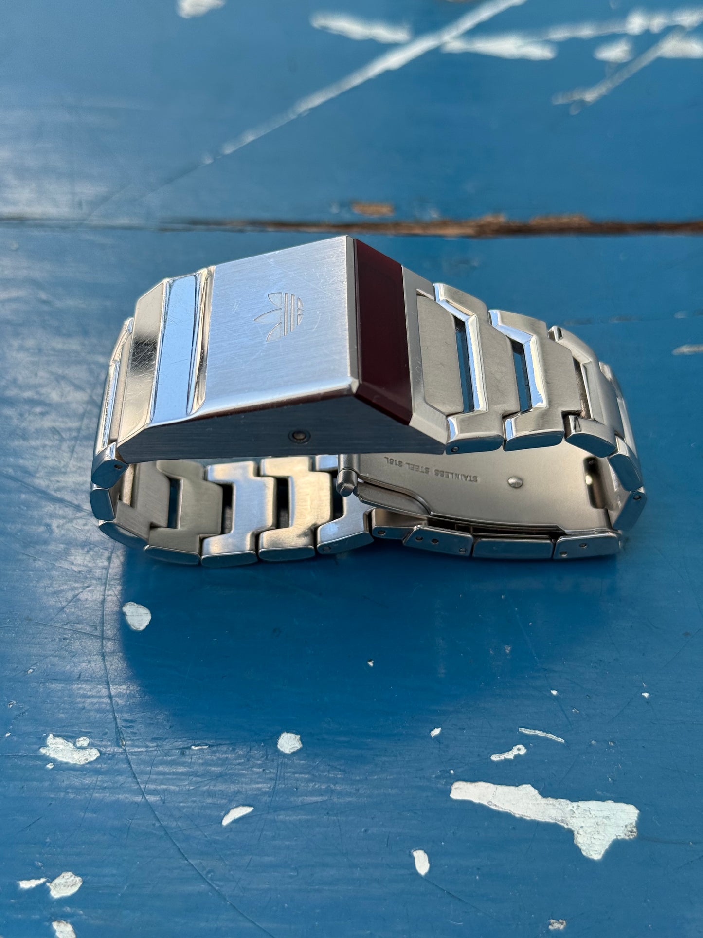 Adidas HSD 602 Retro LED Digital Watch – Stainless Steel Red Display