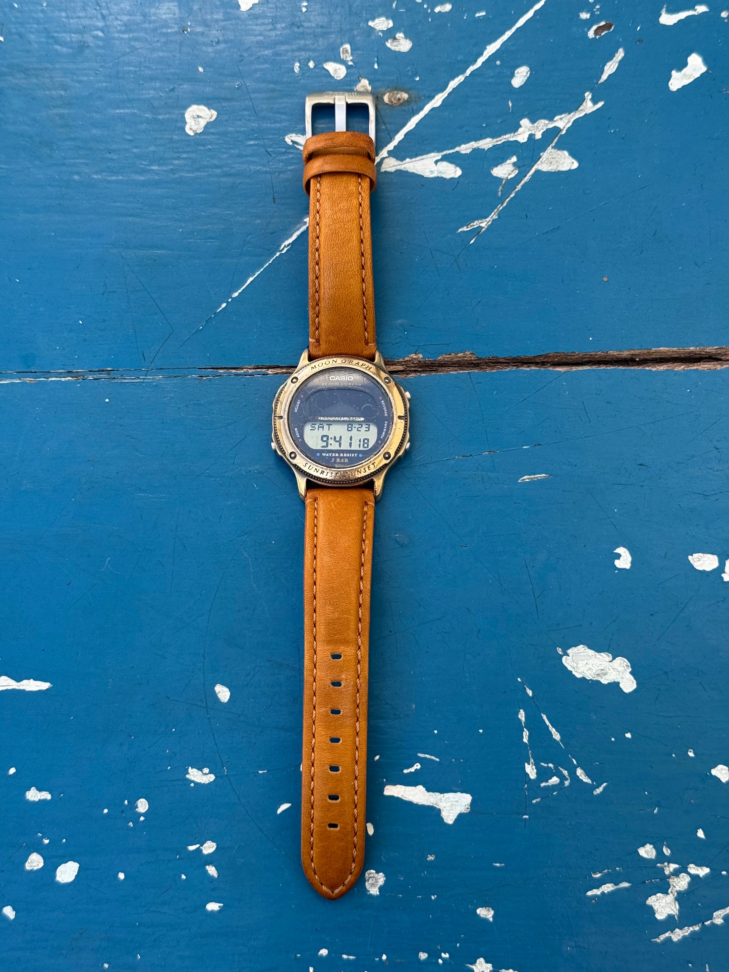 Vintage 80s Casio Moon Graph GMW-62 Bronze Steampunk Very Rare