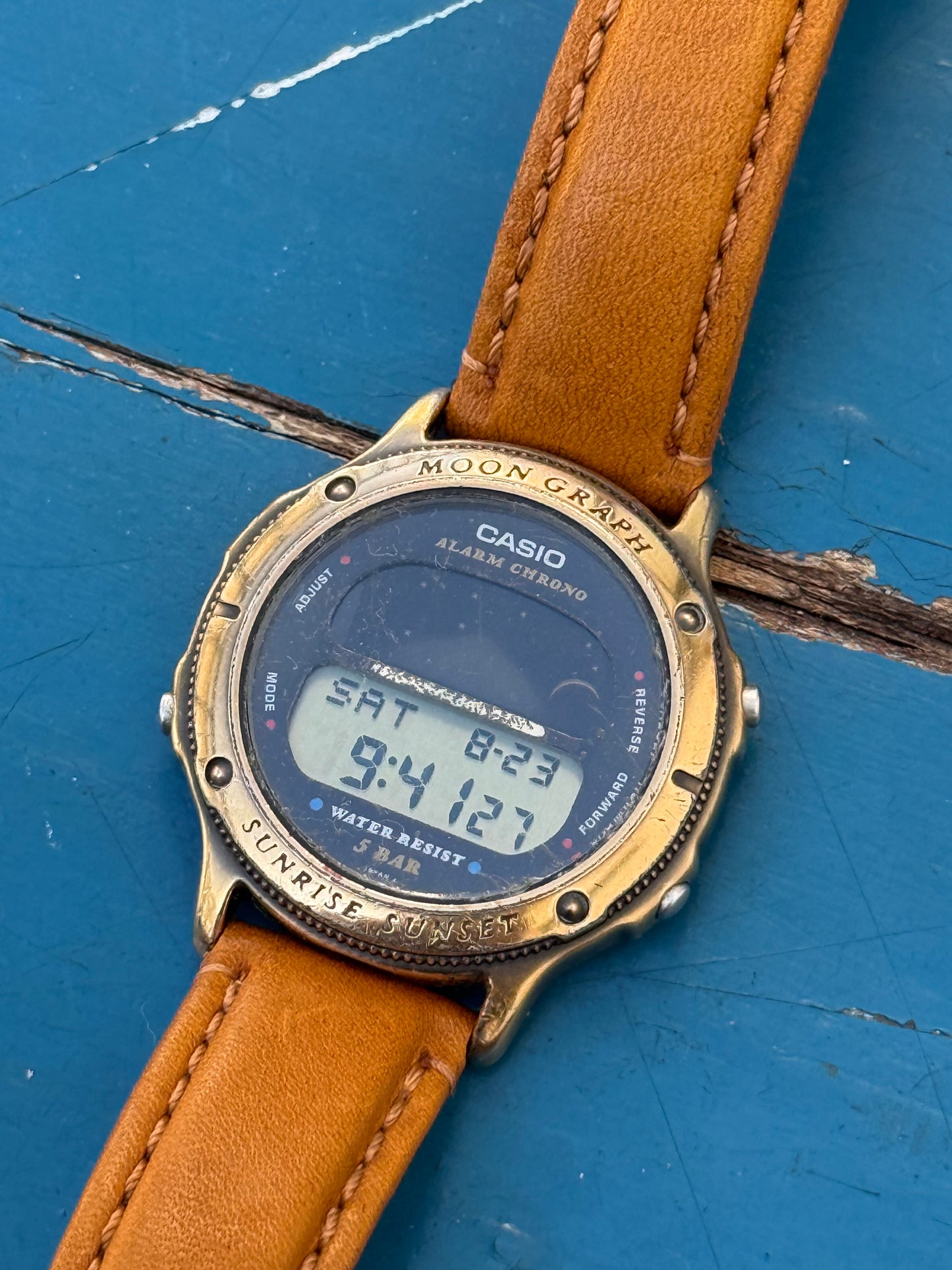 Vintage 80s Casio Moon Graph GMW-62 Bronze Steampunk Very Rare
