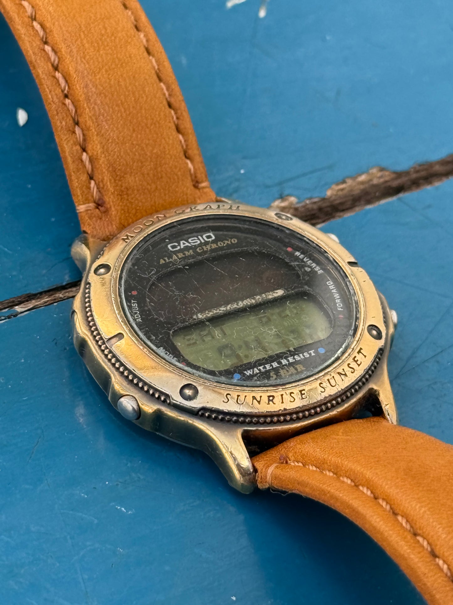 Vintage 80s Casio Moon Graph GMW-62 Bronze Steampunk Very Rare