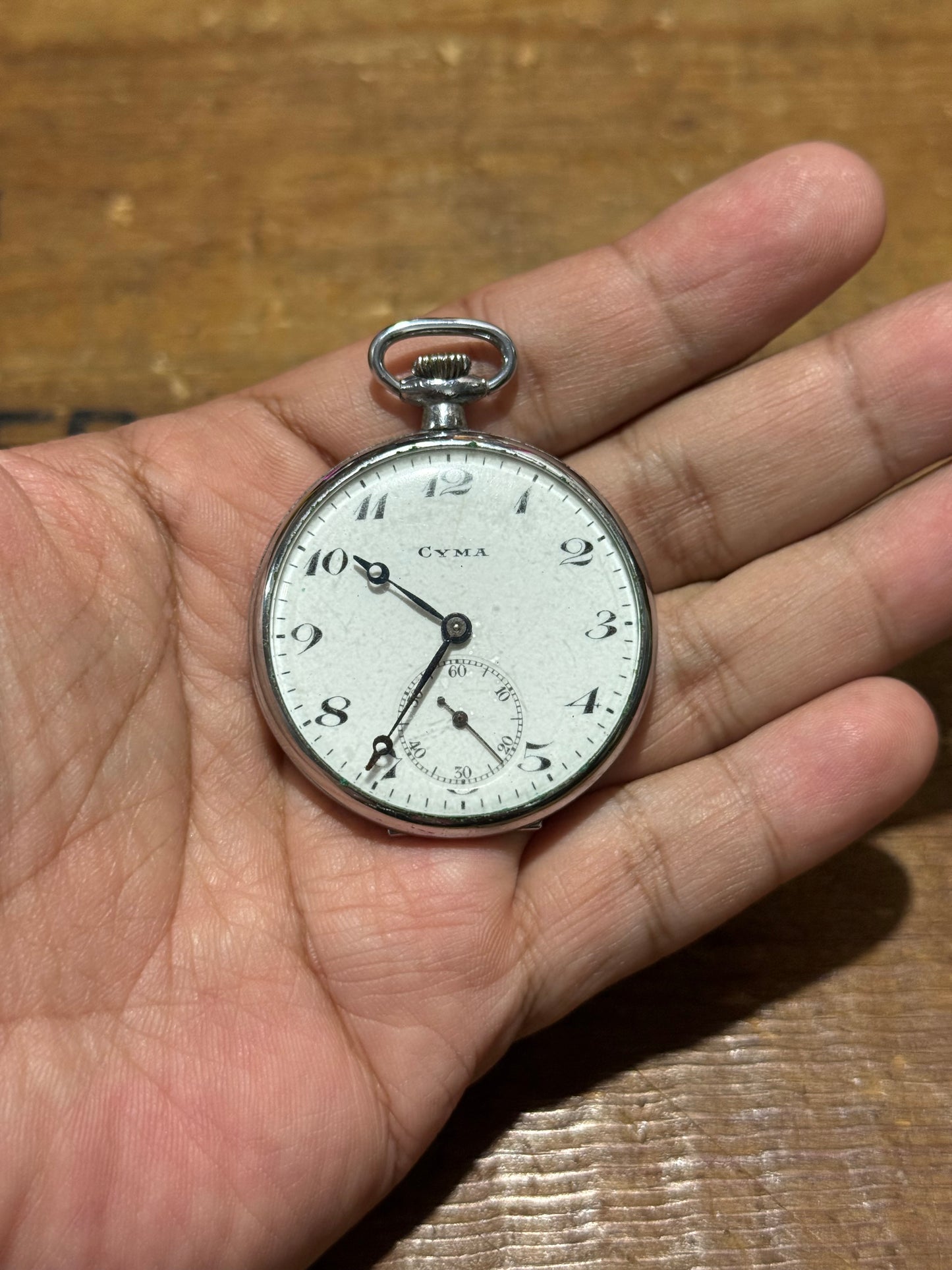 Vintage CYMA Swiss Pocket Watch 1910s–1920s Hands Not Working For Parts Service