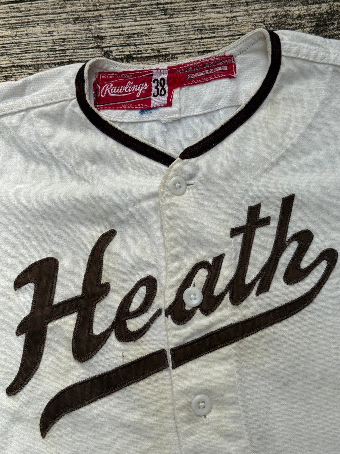 Vintage 1950s–60s Rawlings Baseball Jersey – Heath Felt Lettering Made in USA