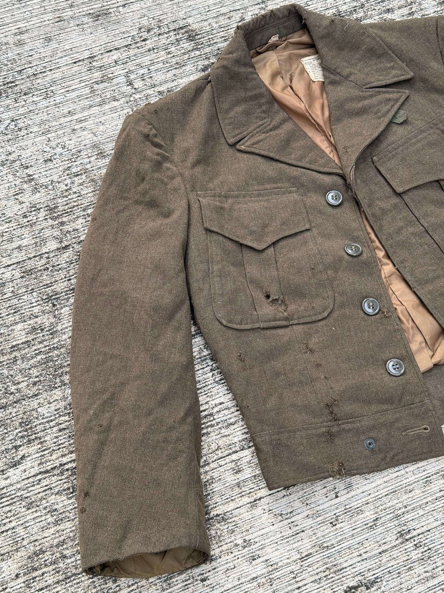 Vintage WWII 1940s U.S. Army Ike Jacket – M1944 Wool Field Jacket Military Olive Drab