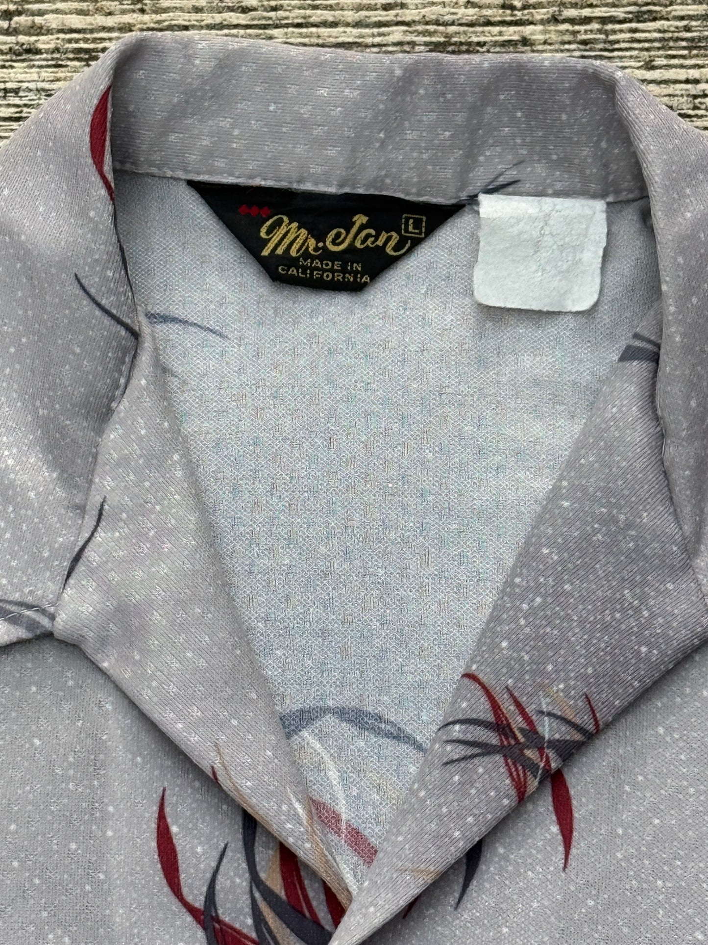 Vintage Late 1950s–Early 1960s Mr. Jan California Rayon Camp Collar Shirt Atomic Print