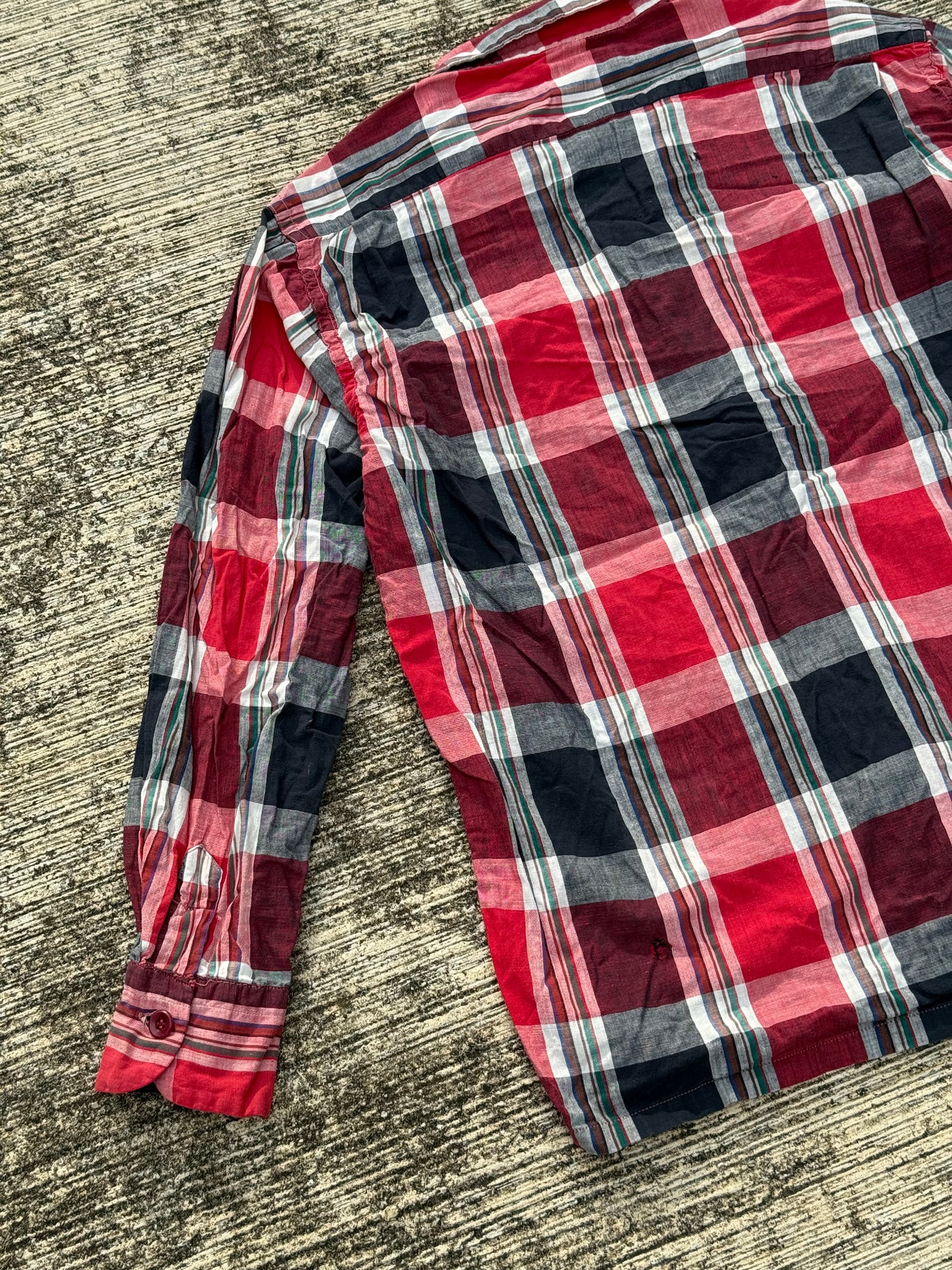 Vintage 1950s Mark Twain Loop Collar Plaid Shirt Cotton Leisure Mid-Century Casual