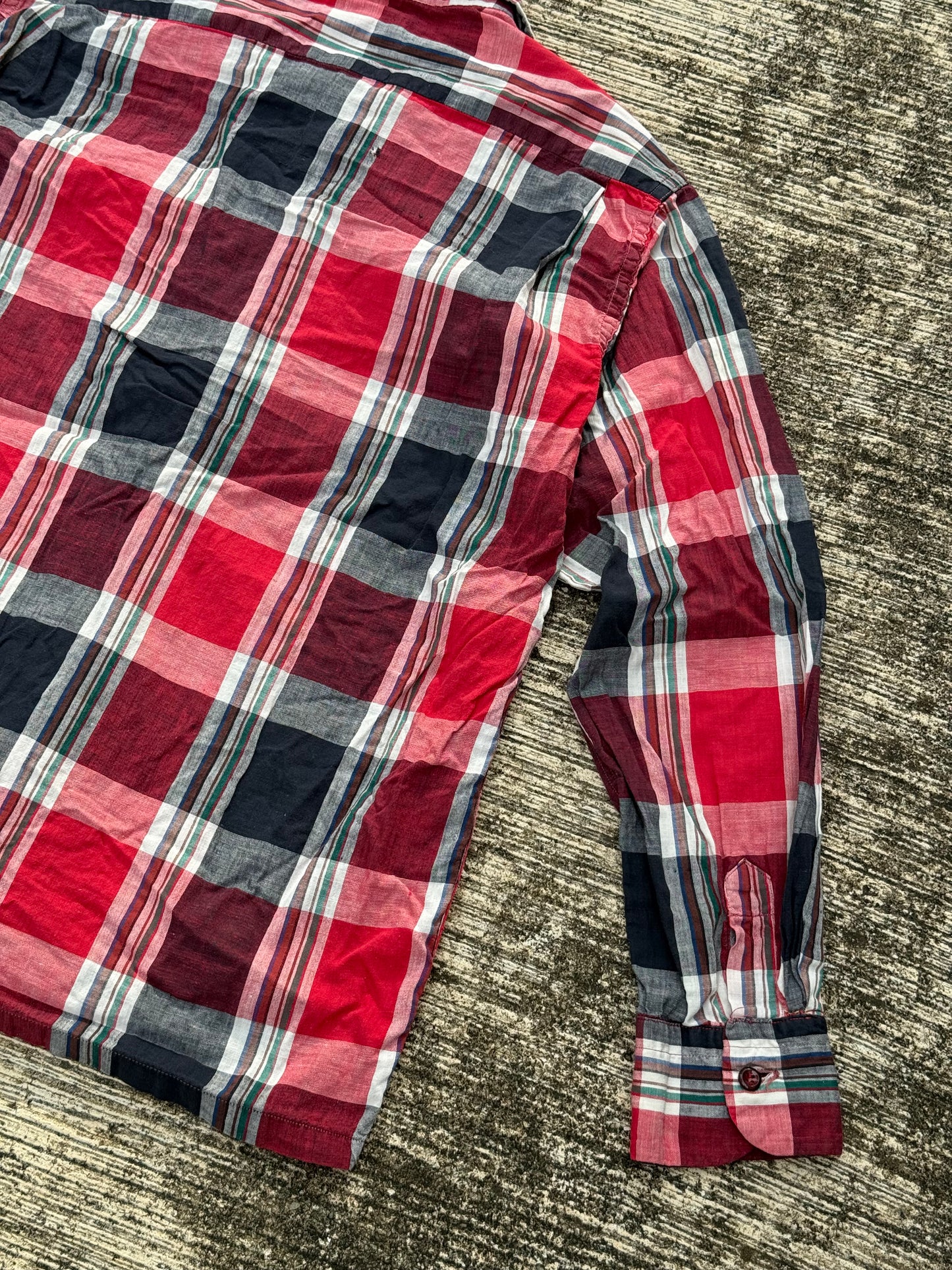 Vintage 1950s Mark Twain Loop Collar Plaid Shirt Cotton Leisure Mid-Century Casual