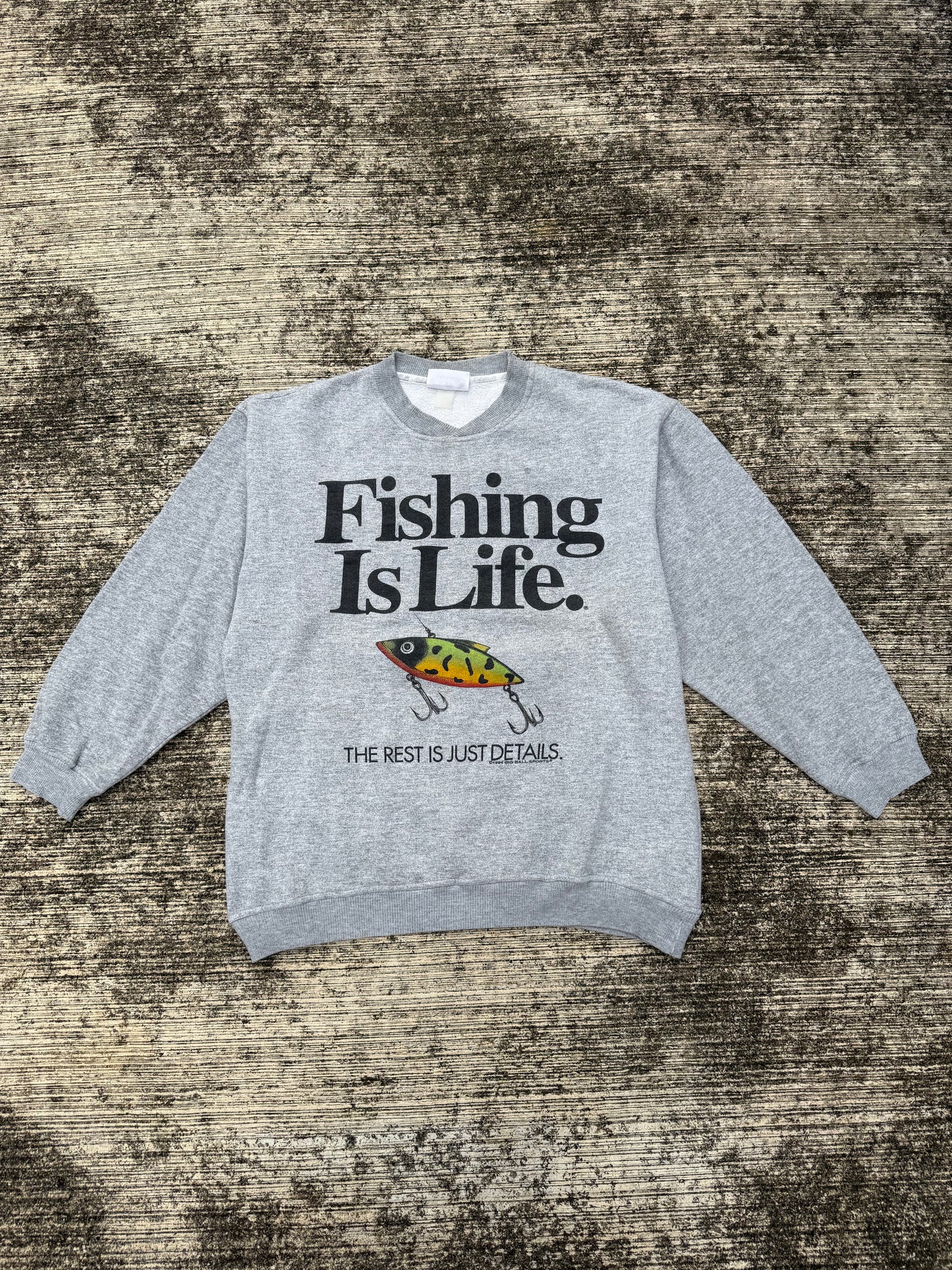 Vintage 1990s Fishing Is Life Sweatshirt Big Ball Sports 1994 Graphic Pullover
