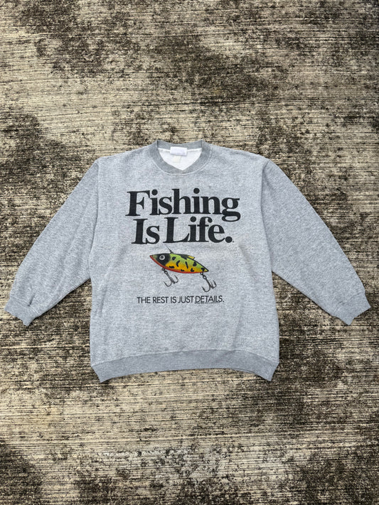 Vintage 1990s Fishing Is Life Sweatshirt Big Ball Sports 1994 Graphic Pullover