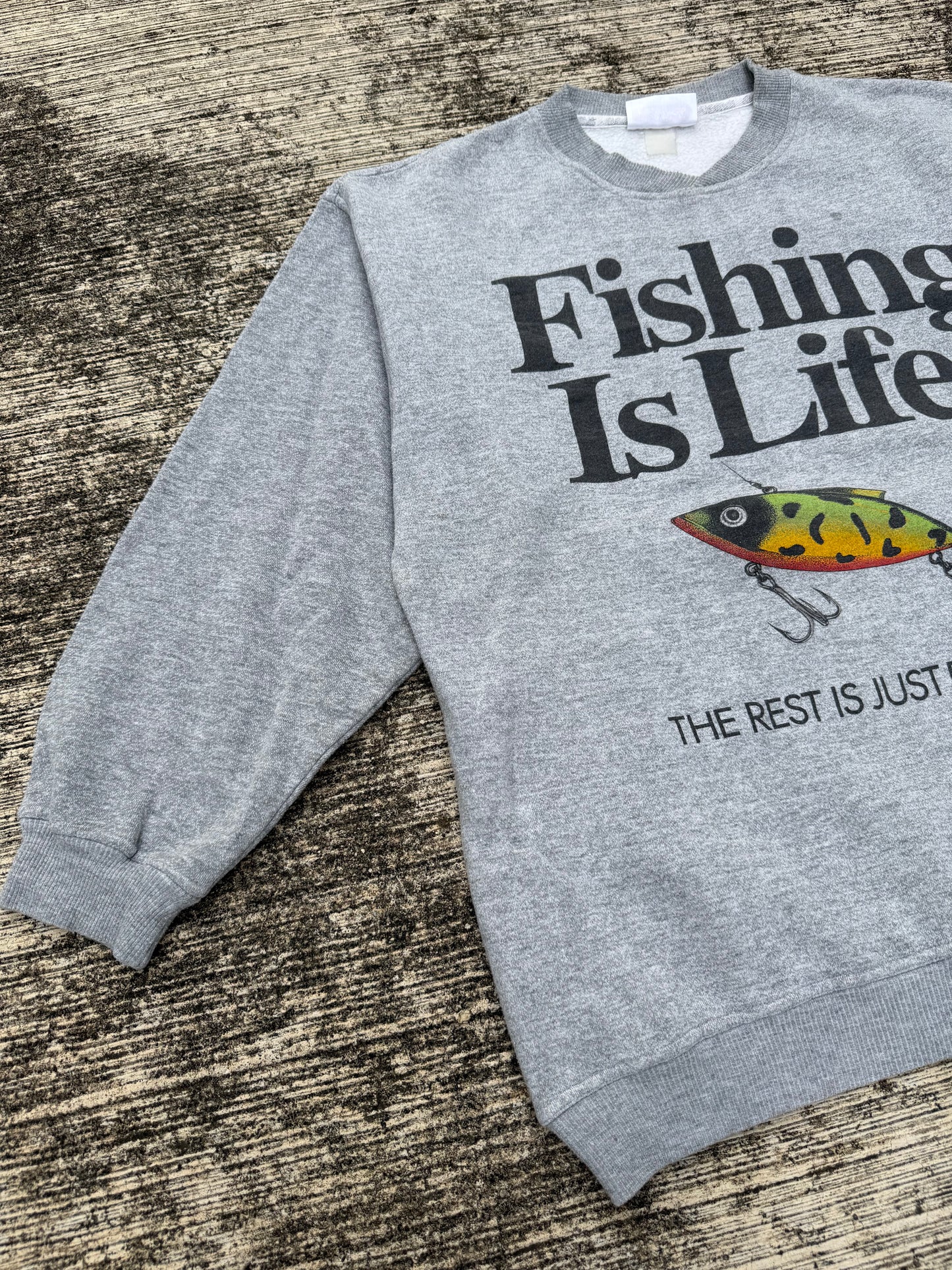 Vintage 1990s Fishing Is Life Sweatshirt Big Ball Sports 1994 Graphic Pullover
