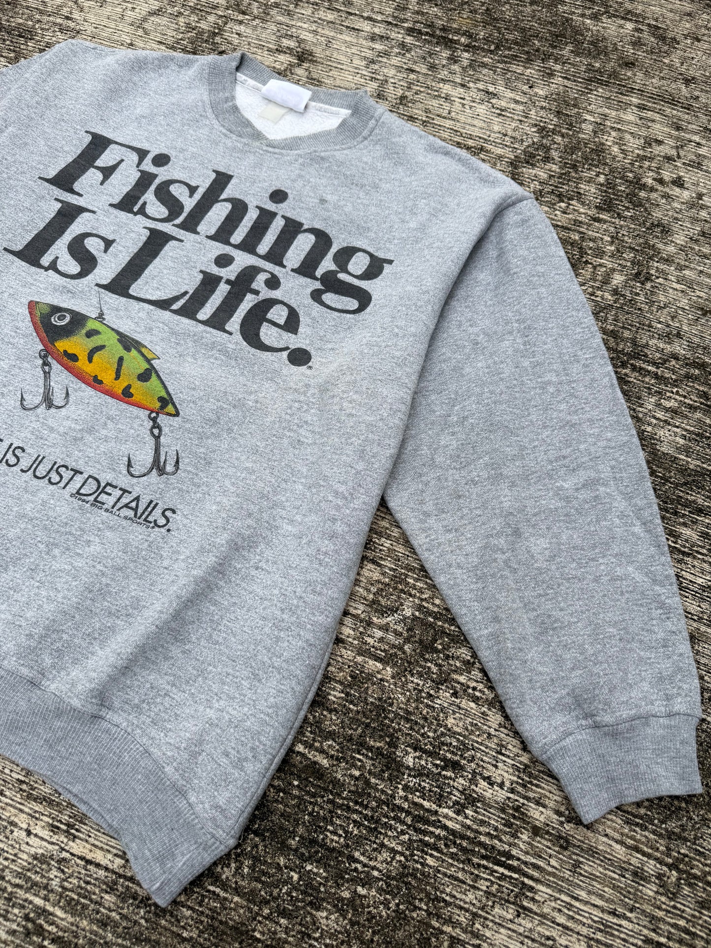 Vintage 1990s Fishing Is Life Sweatshirt Big Ball Sports 1994 Graphic Pullover