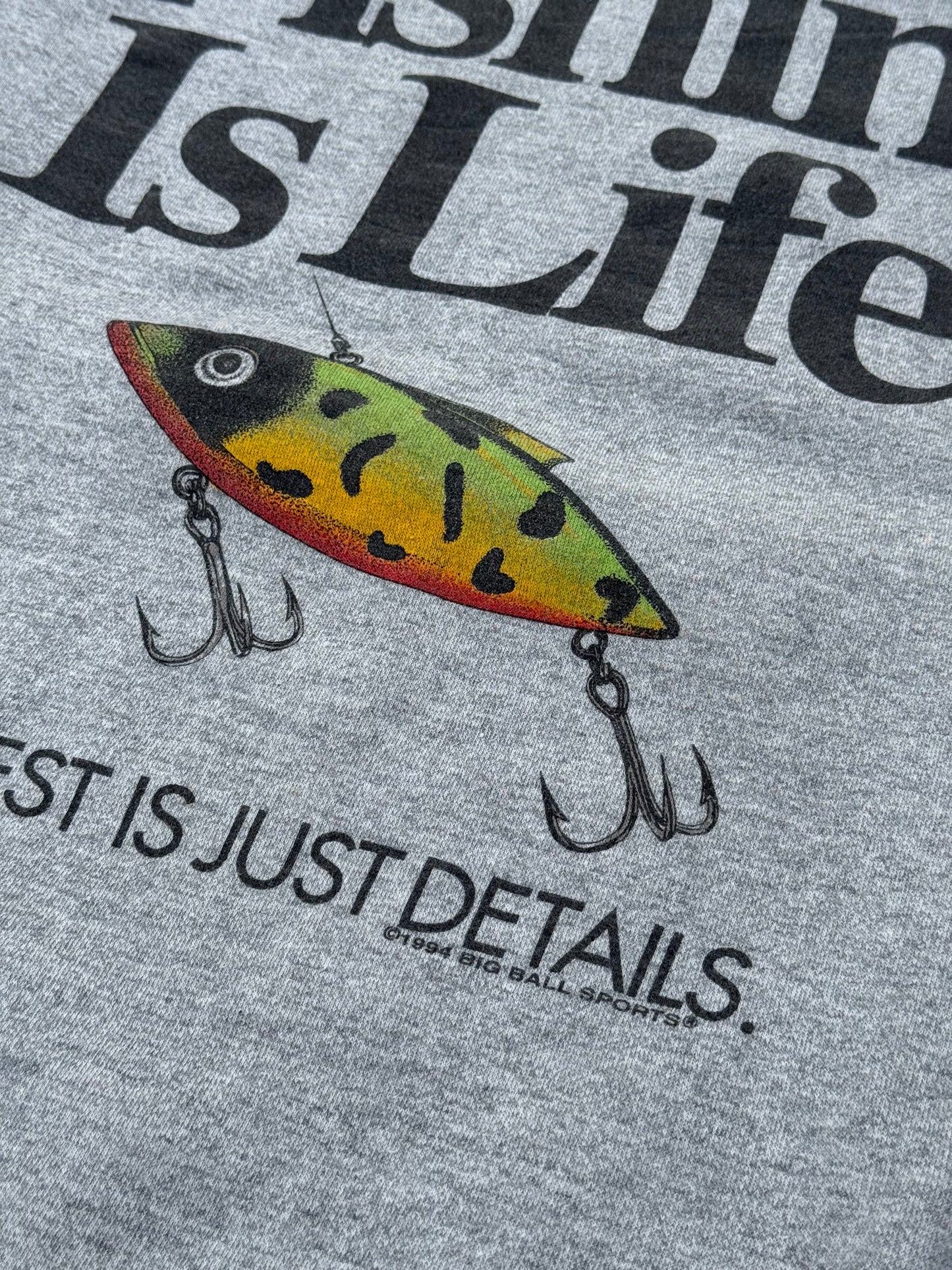 Vintage 1990s Fishing Is Life Sweatshirt Big Ball Sports 1994 Graphic Pullover