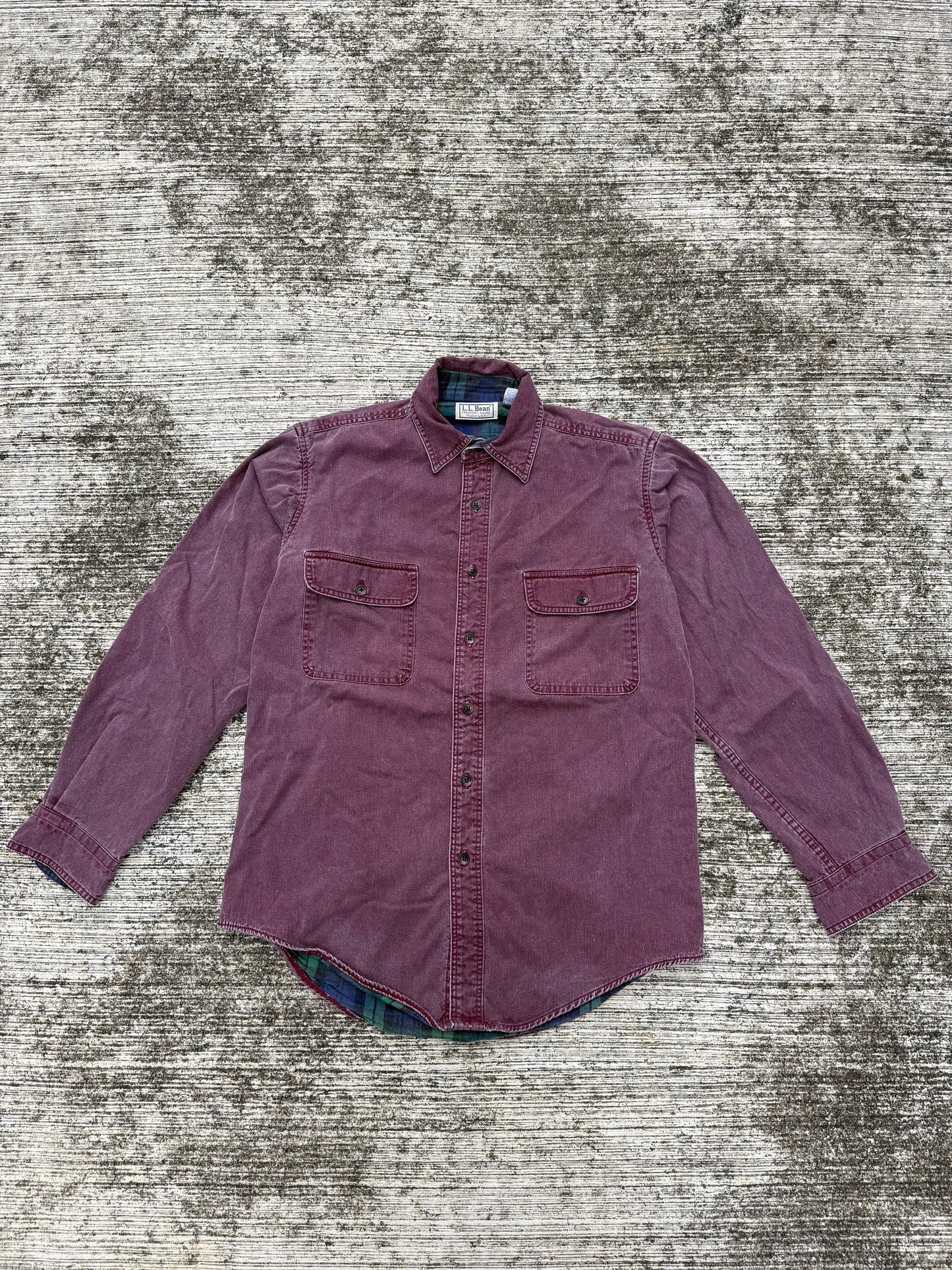 Vintage 80s 90s L.L. Bean Flannel Lined Shirt Jacket USA Made Burgundy