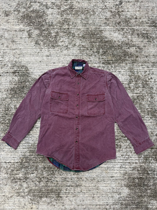 Vintage 80s 90s L.L. Bean Flannel Lined Shirt Jacket USA Made Burgundy