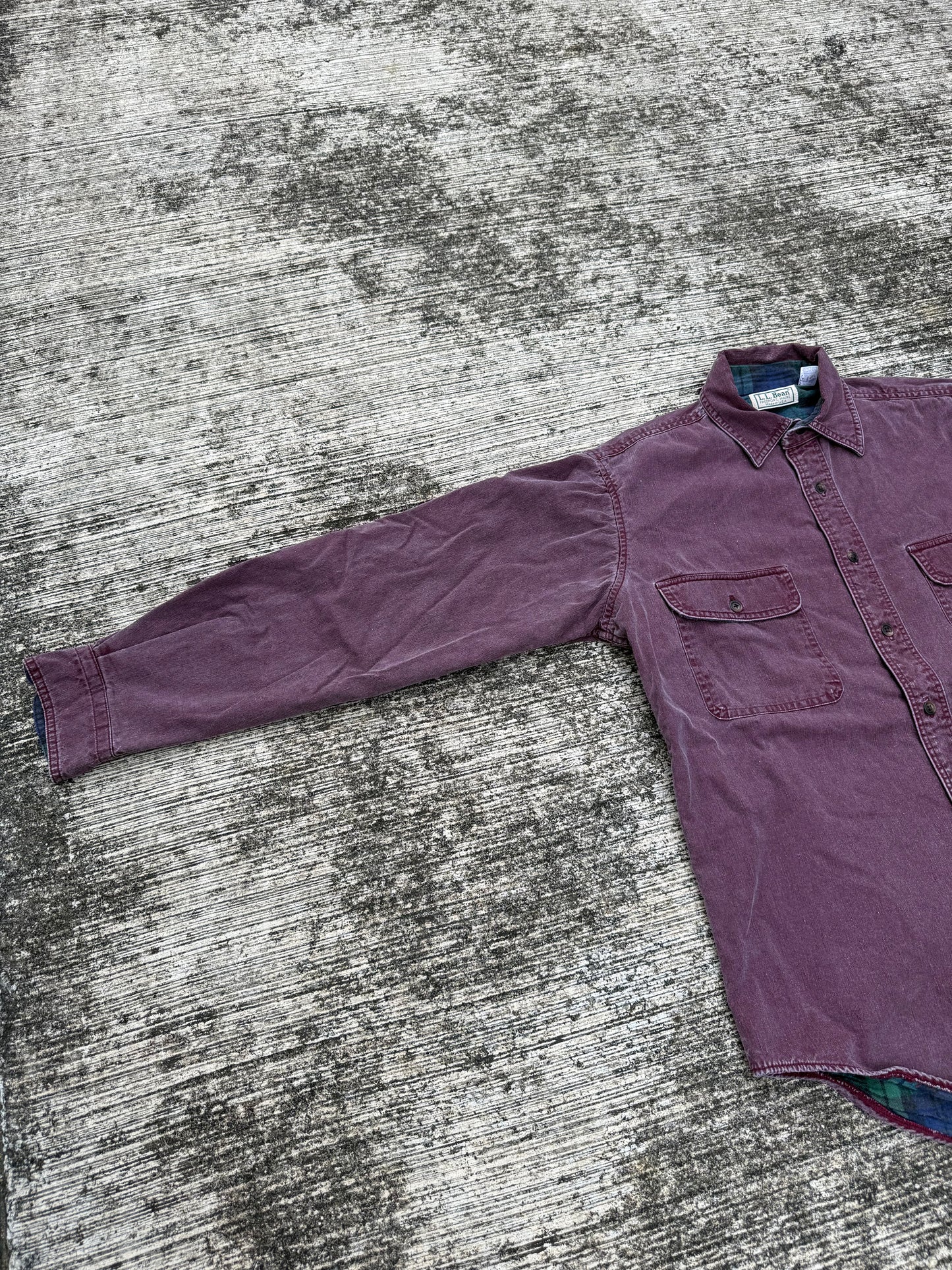 Vintage 80s 90s L.L. Bean Flannel Lined Shirt Jacket USA Made Burgundy