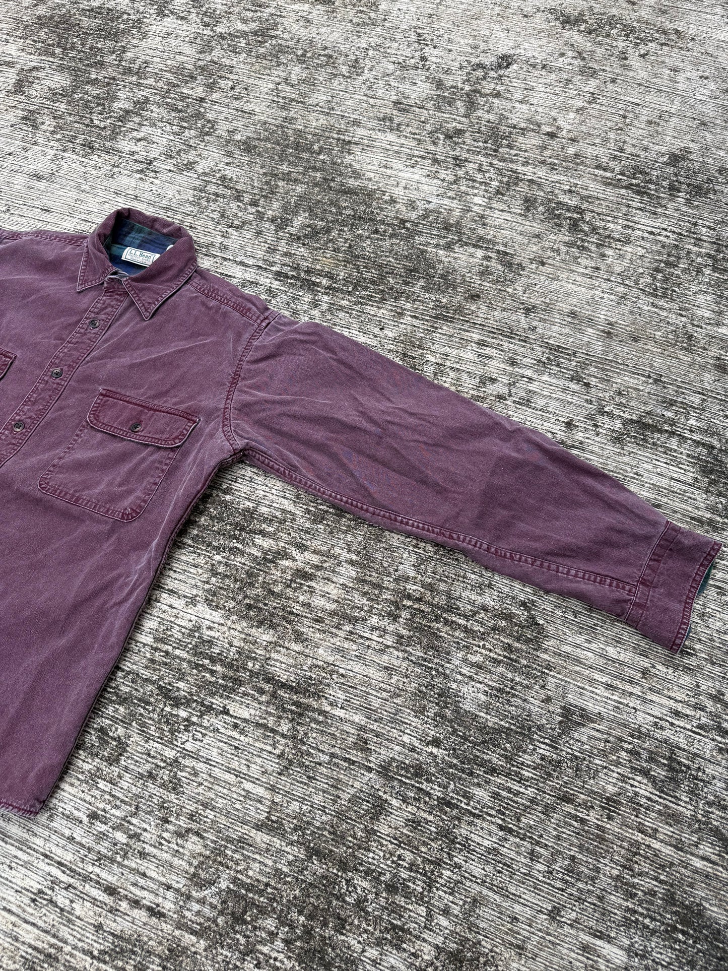 Vintage 80s 90s L.L. Bean Flannel Lined Shirt Jacket USA Made Burgundy
