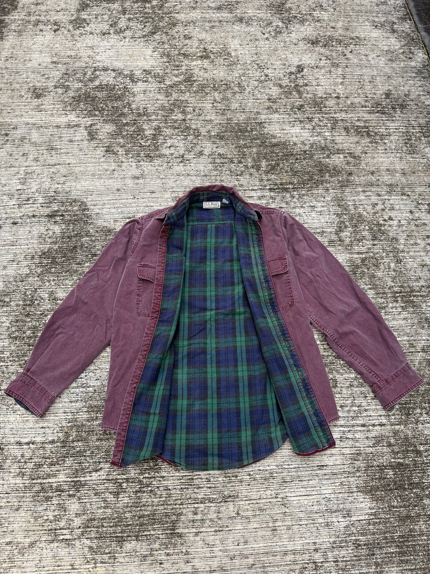 Vintage 80s 90s L.L. Bean Flannel Lined Shirt Jacket USA Made Burgundy