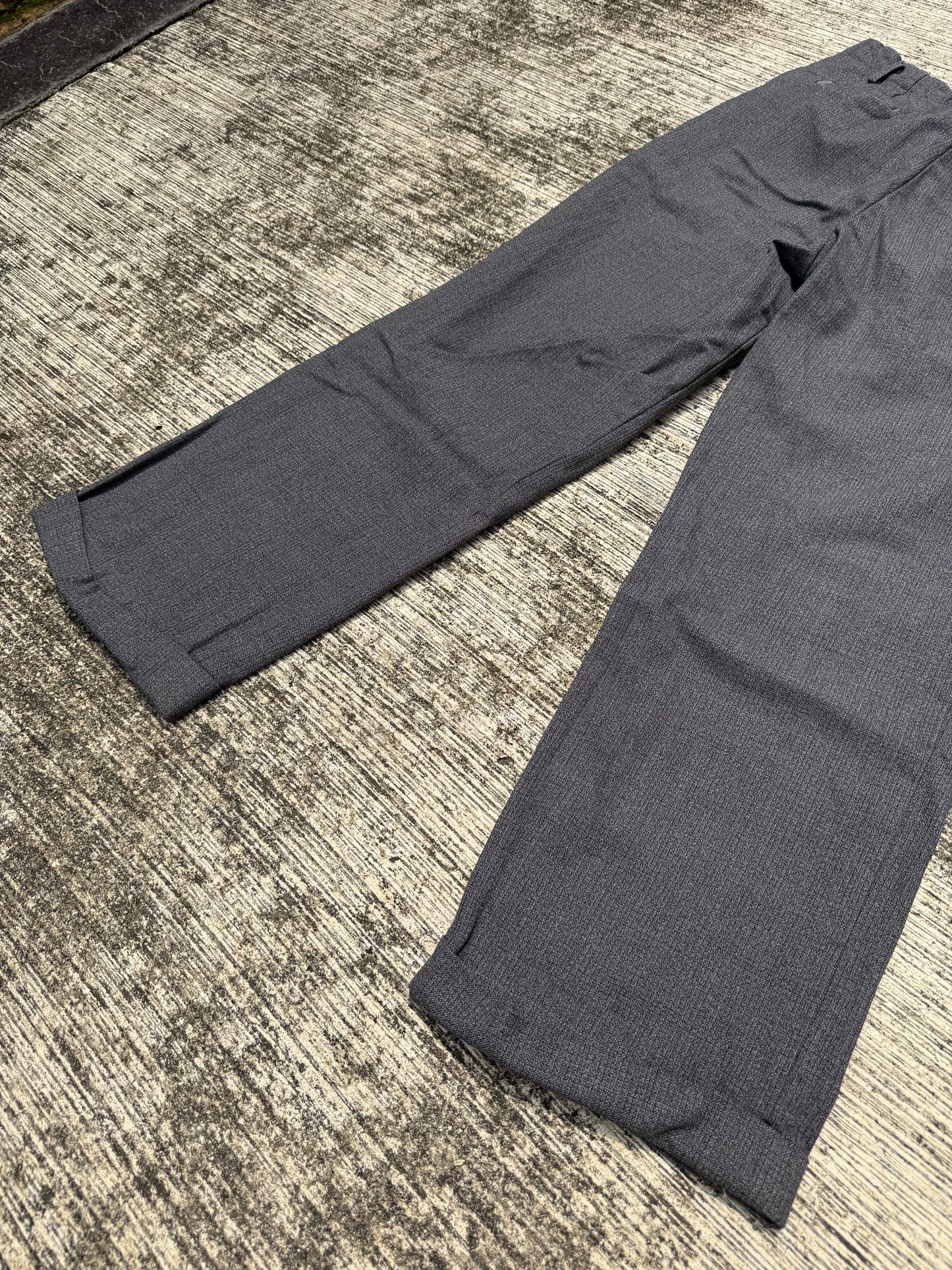Vintage 60s 70s Gentlemen 3-Star Salt & Pepper Wool Blend Trousers High Waist Wide Leg Pleated Cuffed Pants