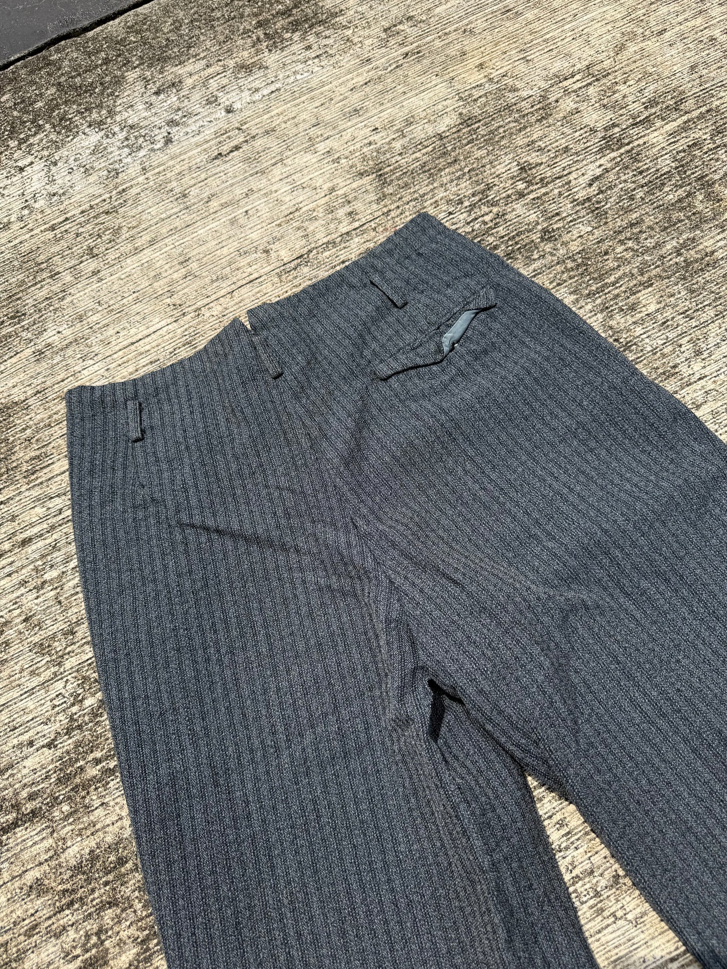 Vintage 60s 70s Gentlemen 3-Star Salt & Pepper Wool Trousers High Waist Wide Leg Pleated Cuffed Pants