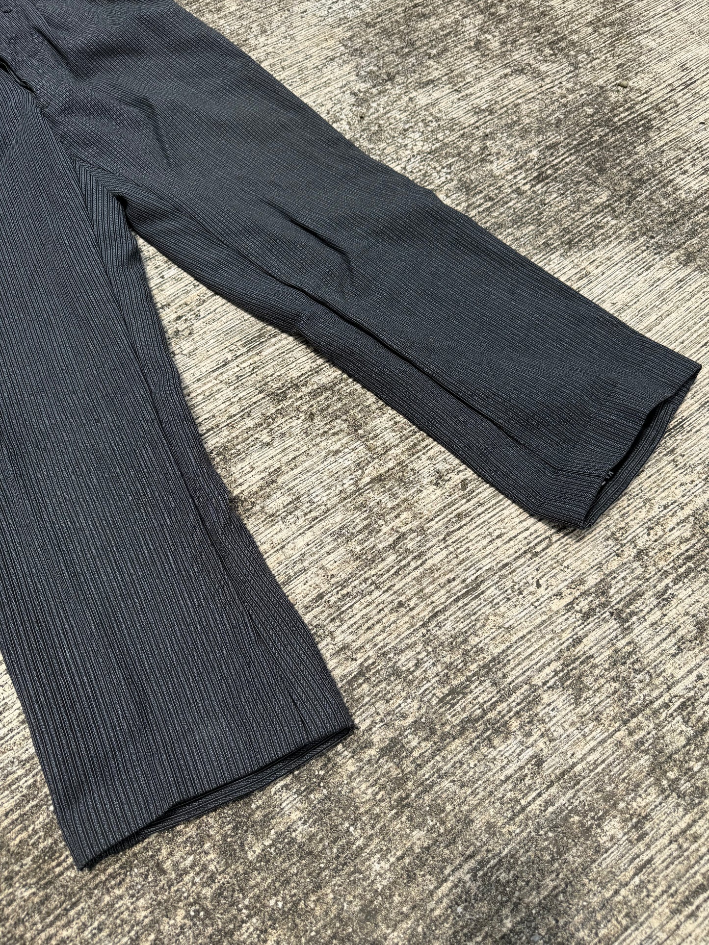 Vintage 60s 70s Gentlemen 3-Star Pinstripe Wool Trousers – High Waist Wide Leg Pleated Pants