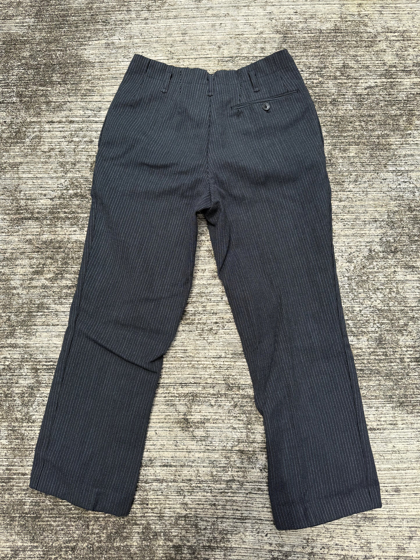 Vintage 60s 70s Gentlemen 3-Star Pinstripe Wool Trousers – High Waist Wide Leg Pleated Pants