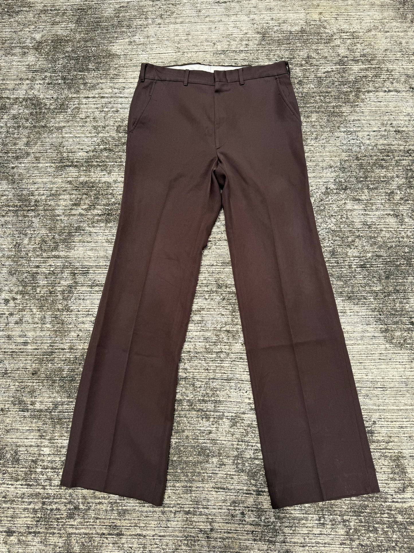 Vintage 70s The Sport Slack Brown Gabardine Trousers High Waist Wide Leg Disco Pants