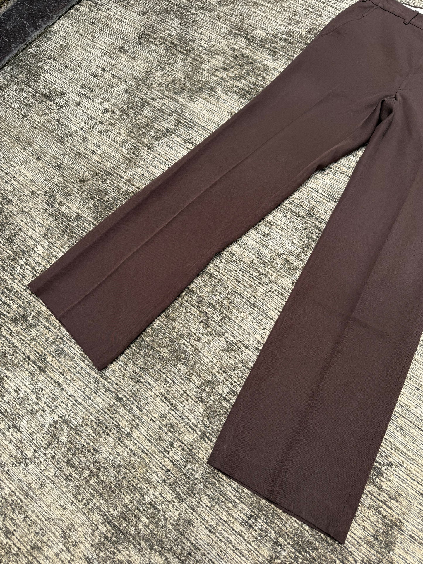 Vintage 70s The Sport Slack Brown Gabardine Trousers High Waist Wide Leg Disco Pants