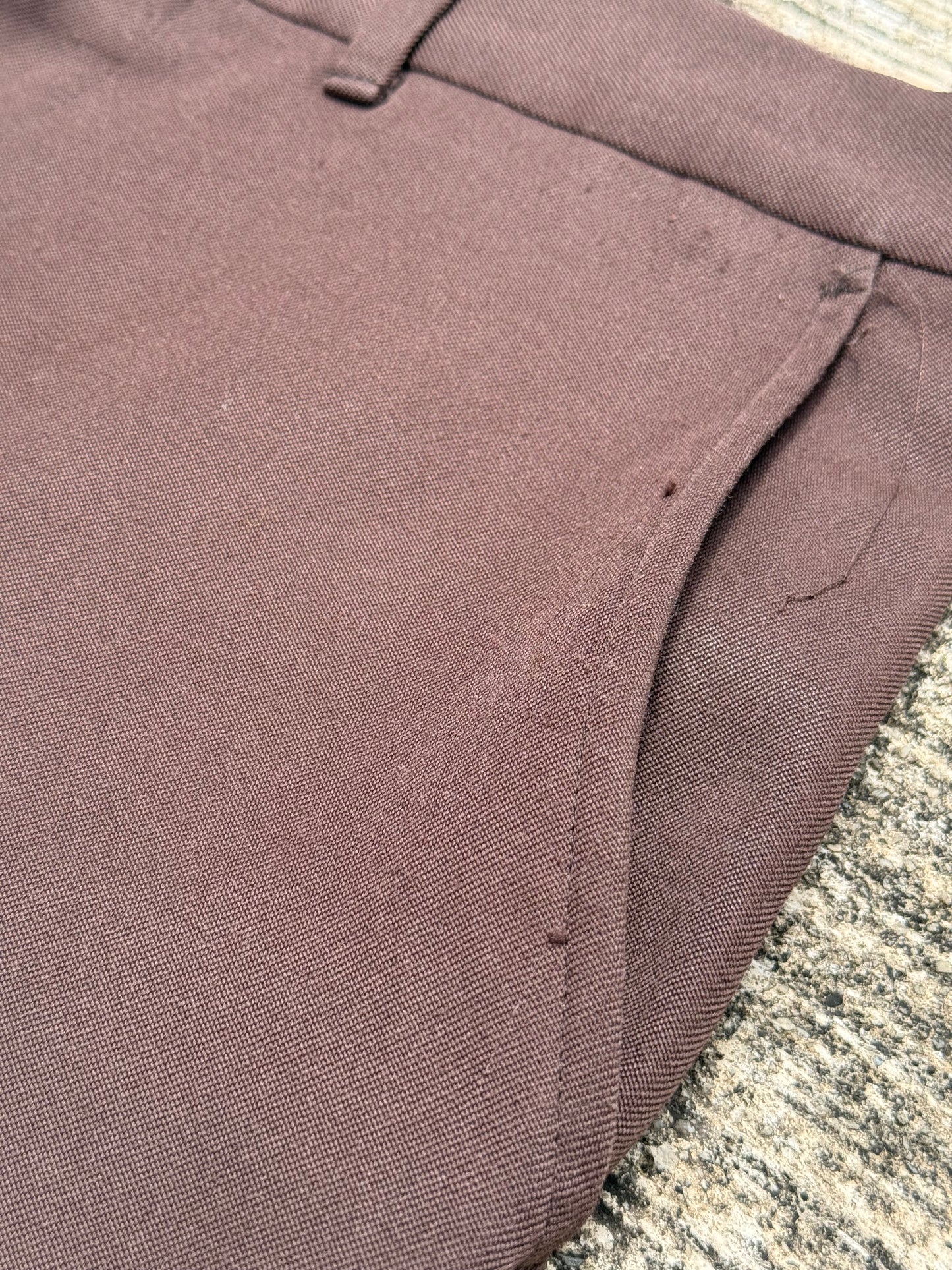 Vintage 70s The Sport Slack Brown Gabardine Trousers High Waist Wide Leg Disco Pants