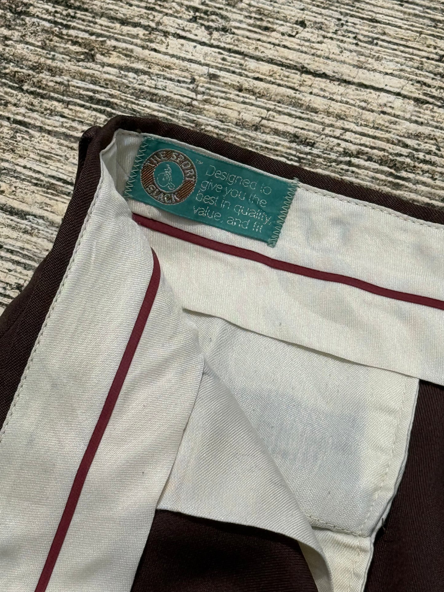 Vintage 70s The Sport Slack Brown Gabardine Trousers High Waist Wide Leg Disco Pants