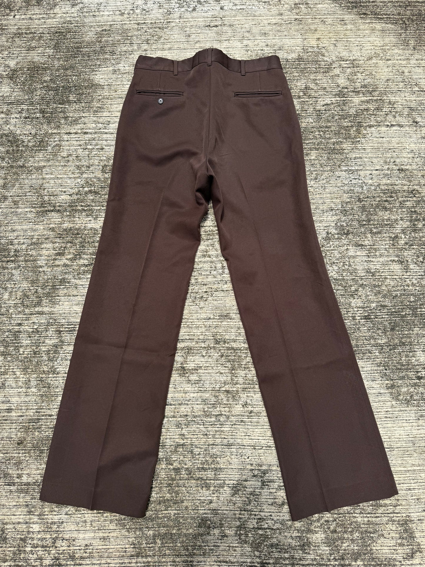 Vintage 70s The Sport Slack Brown Gabardine Trousers High Waist Wide Leg Disco Pants