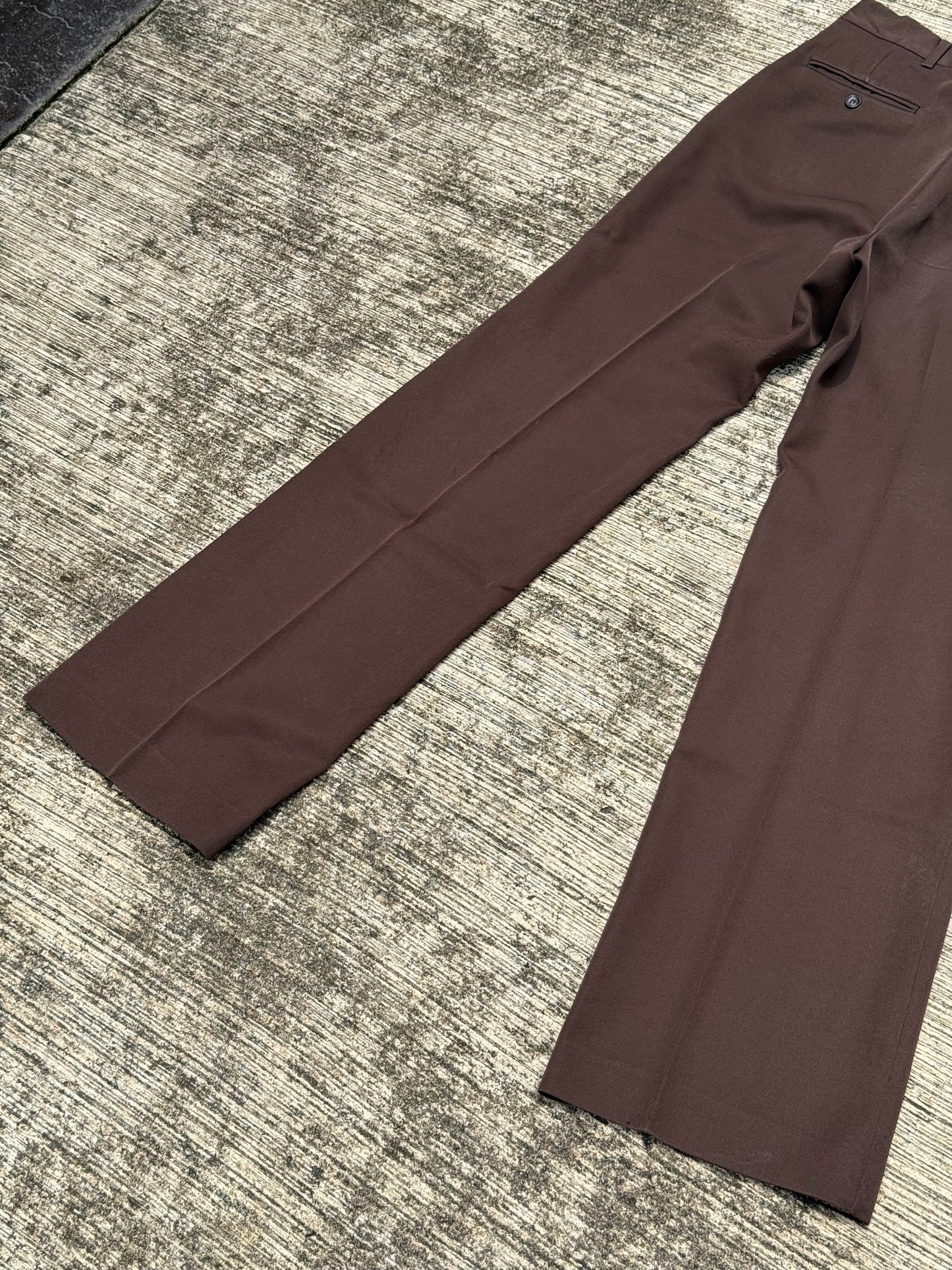 Vintage 70s The Sport Slack Brown Gabardine Trousers High Waist Wide Leg Disco Pants