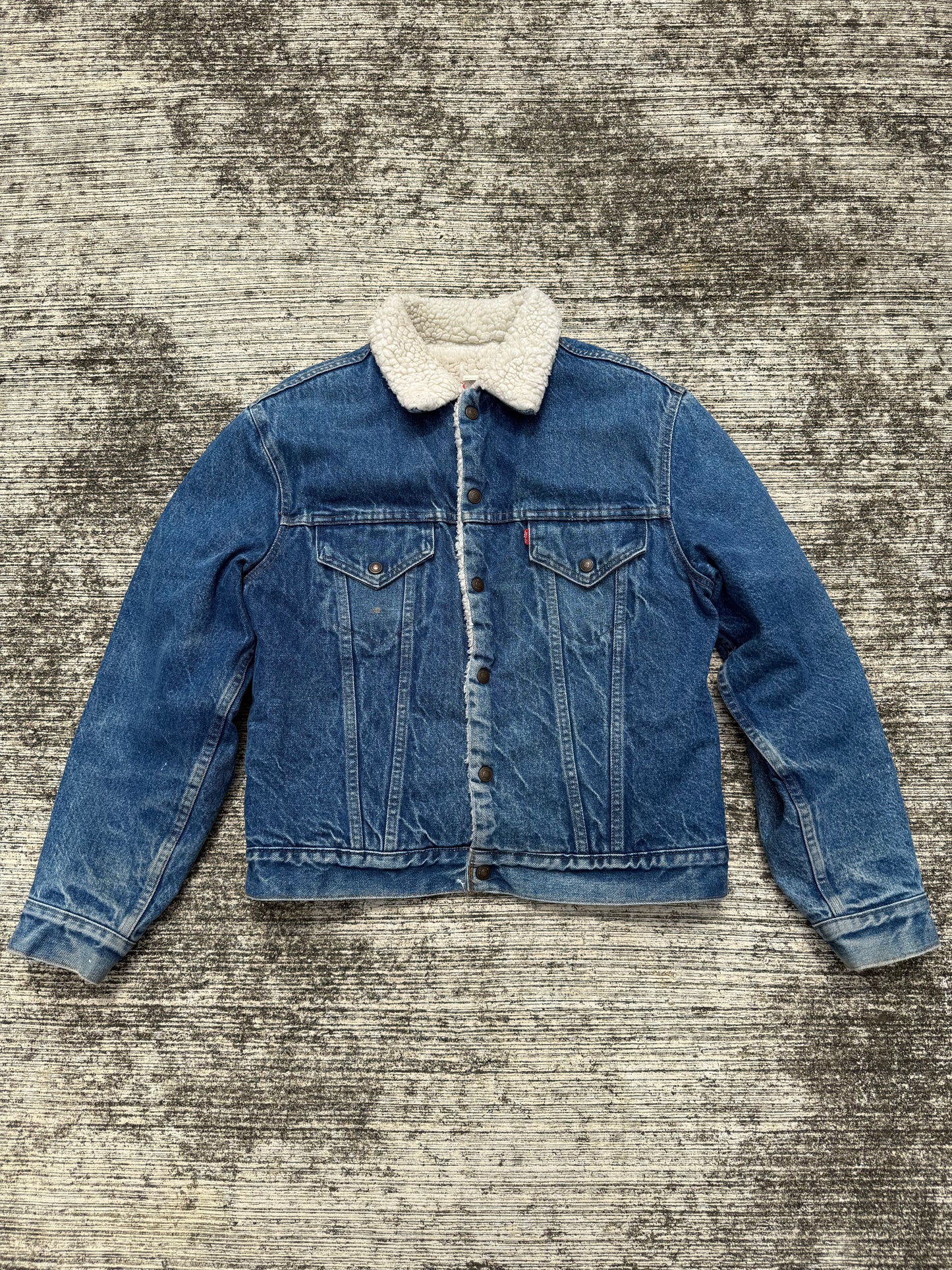 Vintage Levi’s 70605 Sherpa Trucker Jacket Size 42 – 80s USA Made Denim Shearling