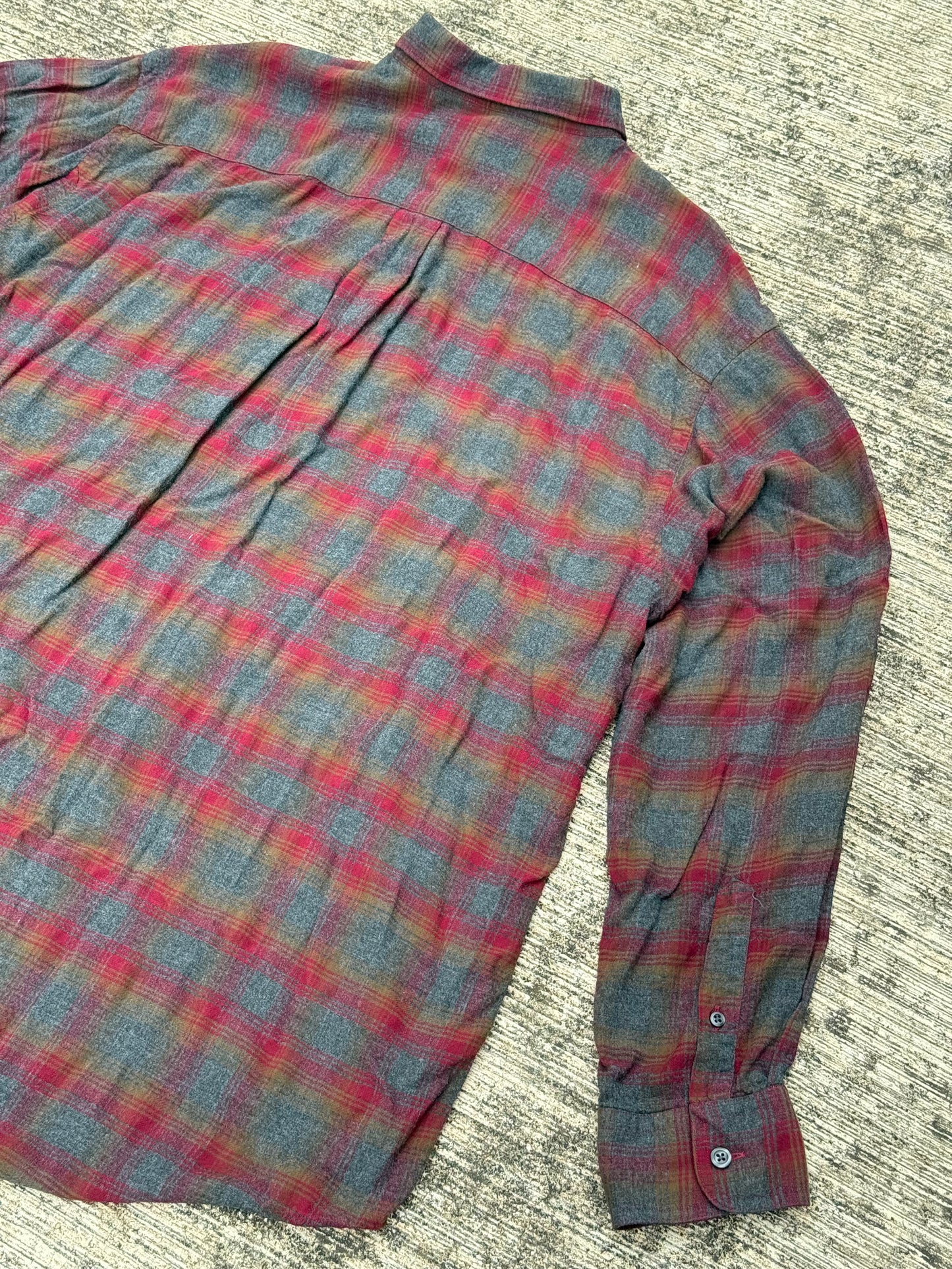 1990s Nautica Oversized Plaid Rayon Shirt – Vintage USA Made Men’s Long Sleeve