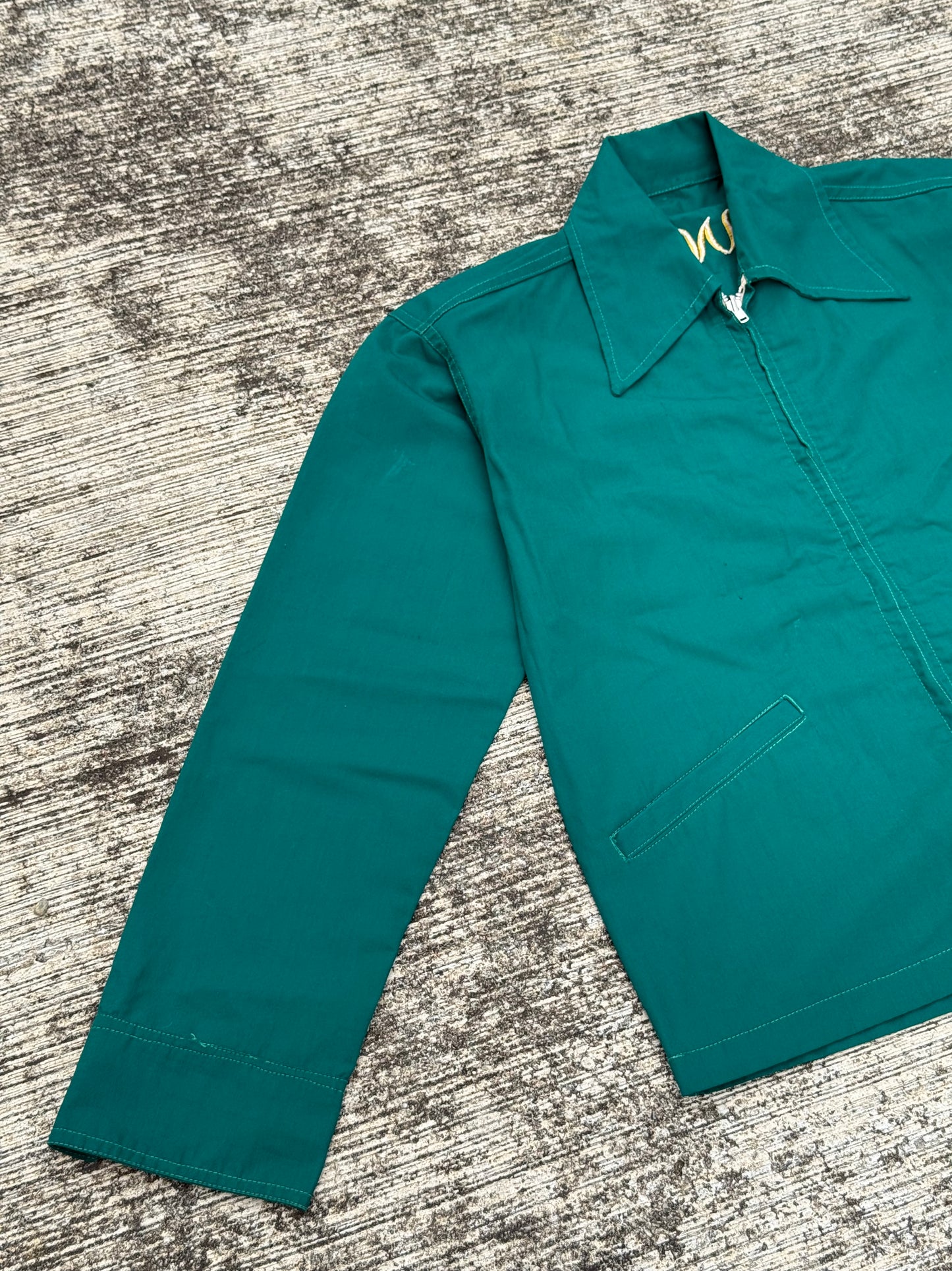 Vintage 60s 70s Philippine Souvenir Jacket – Teal Green Embroidered Map Baguio City Manila Tour Jacket