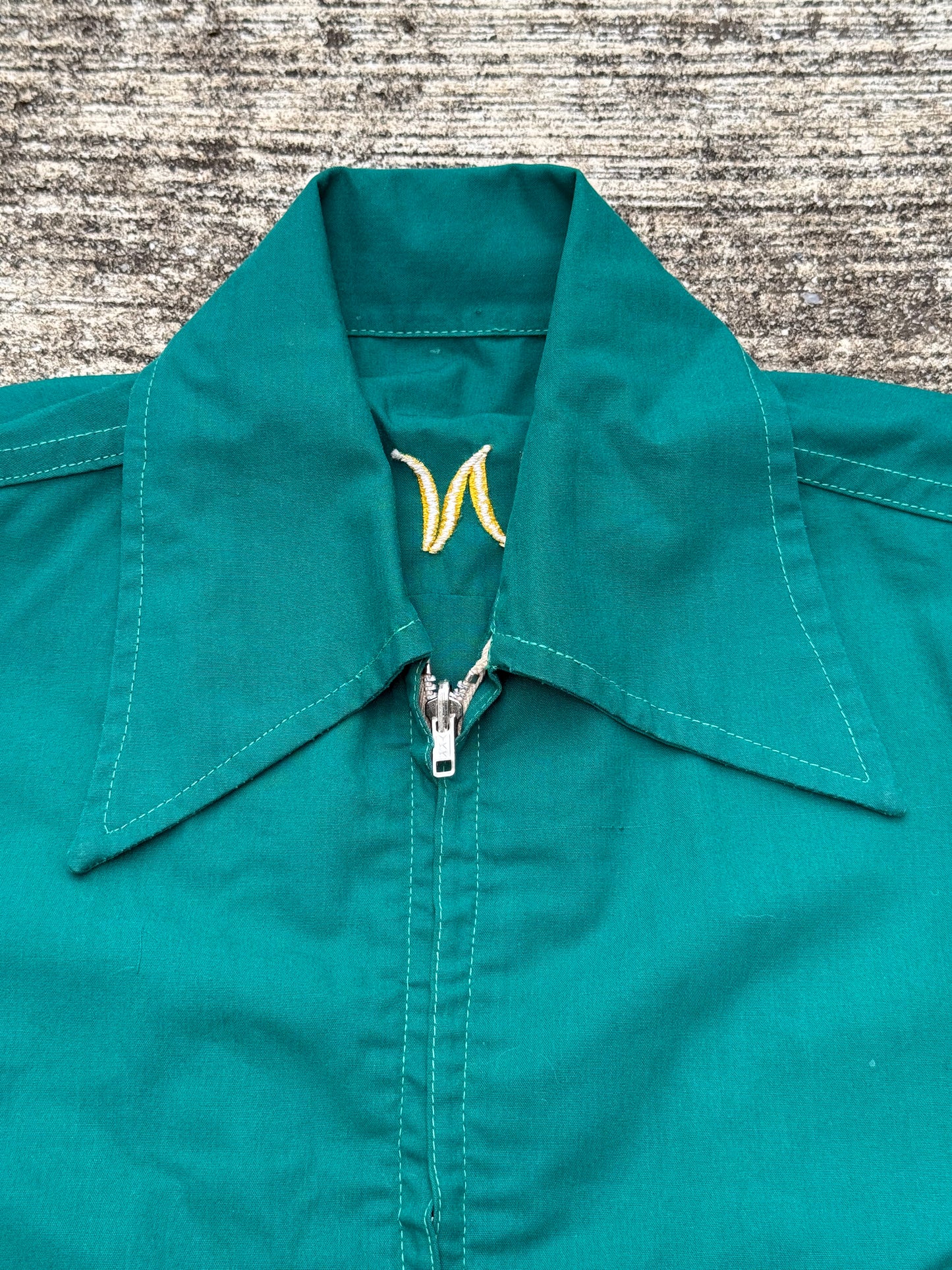 Vintage 60s 70s Philippine Souvenir Jacket – Teal Green Embroidered Map Baguio City Manila Tour Jacket
