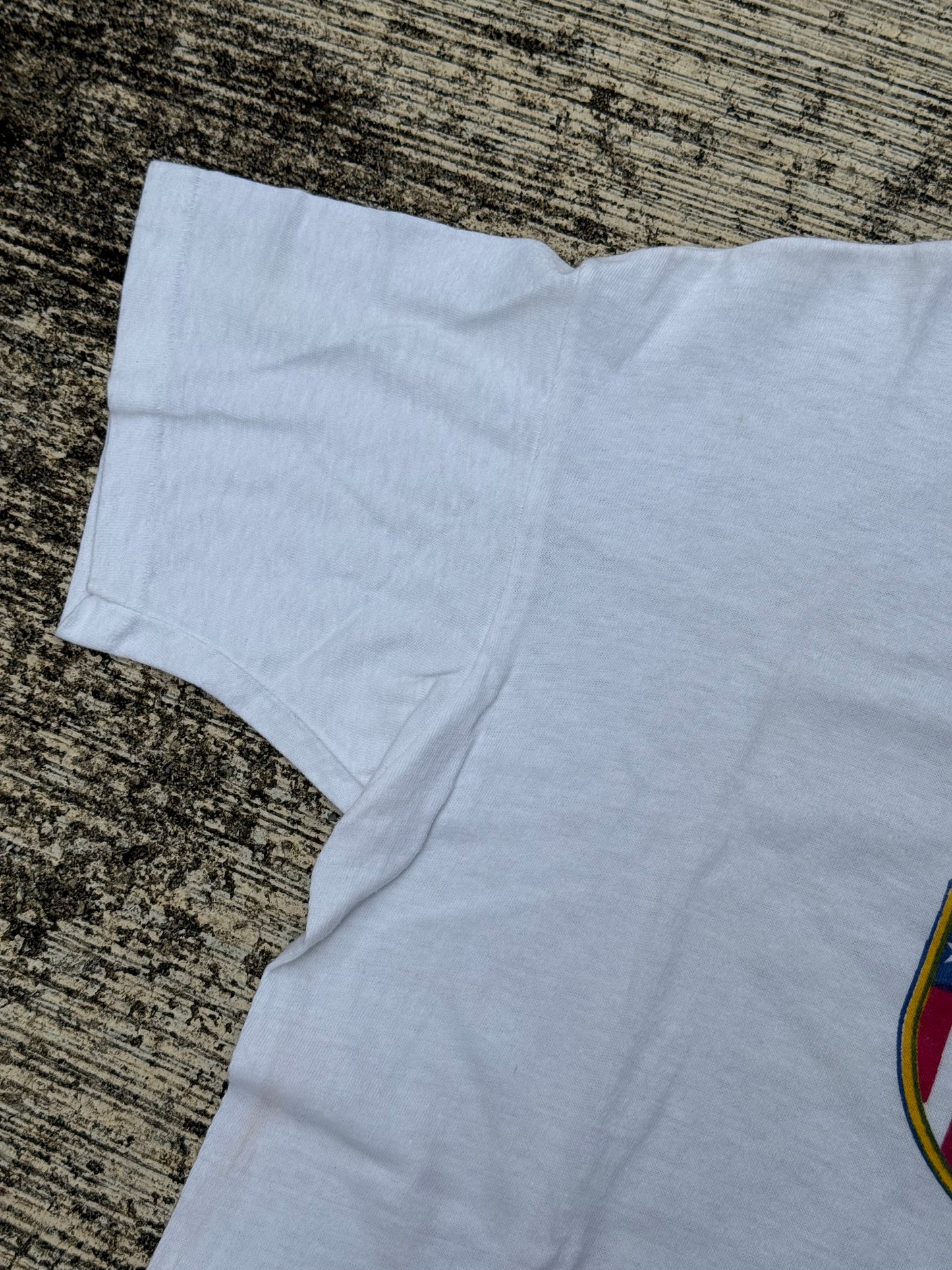 Rare 1940s Valley Forge Military Academy T-Shirt Vintage Single Stitch White Tee USA Eagle Crest Graphic