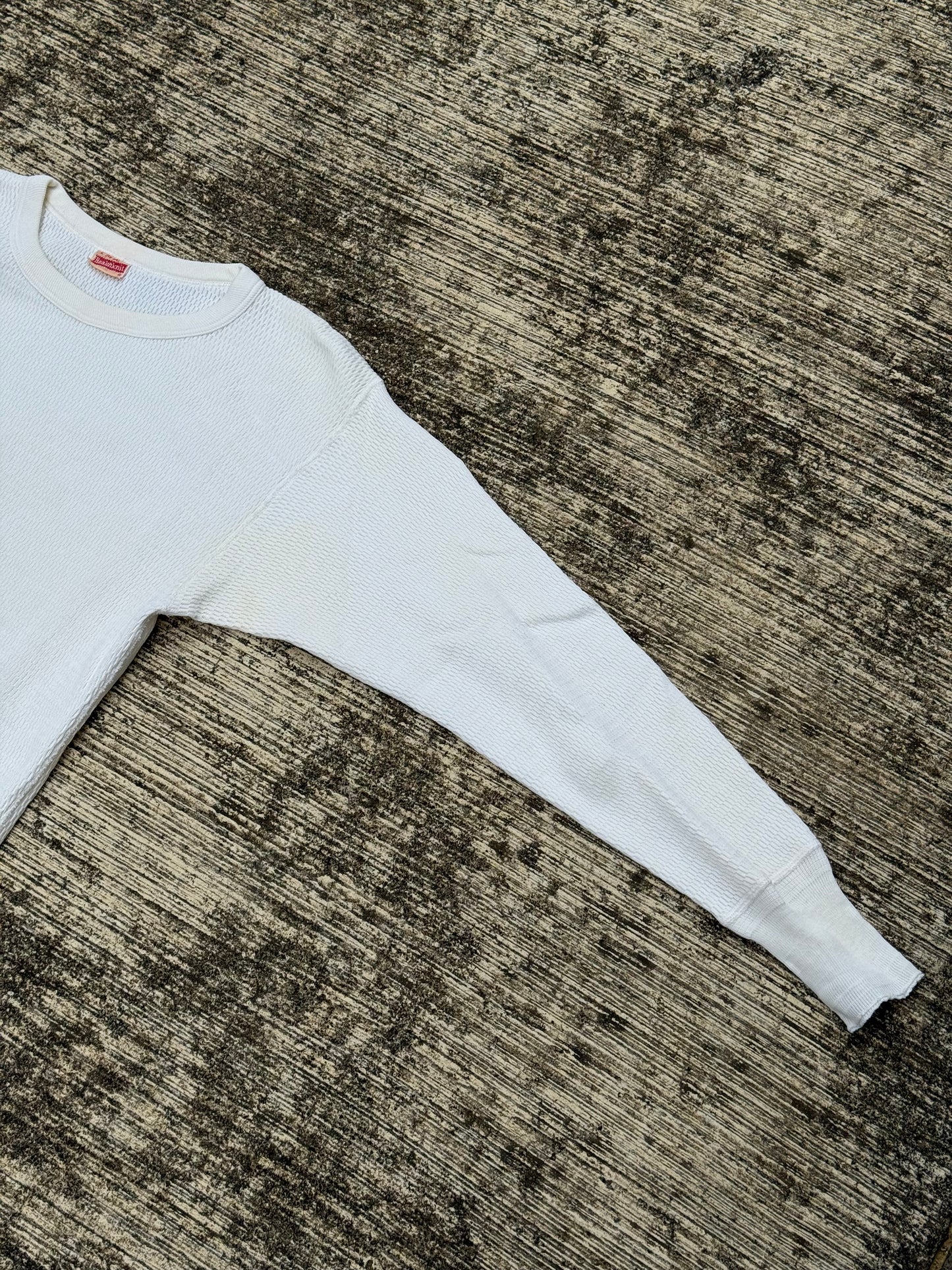 Vintage 1950s Healthknit Thermal Long Sleeve Shirt White Waffle Knit USA