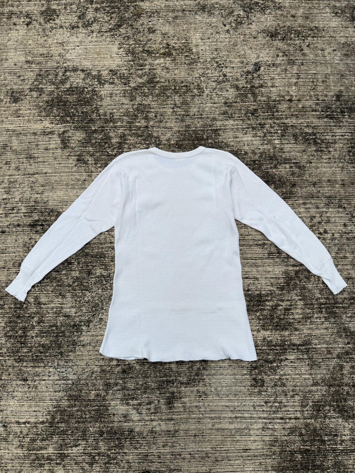 Vintage 1950s Healthknit Thermal Long Sleeve Shirt White Waffle Knit USA