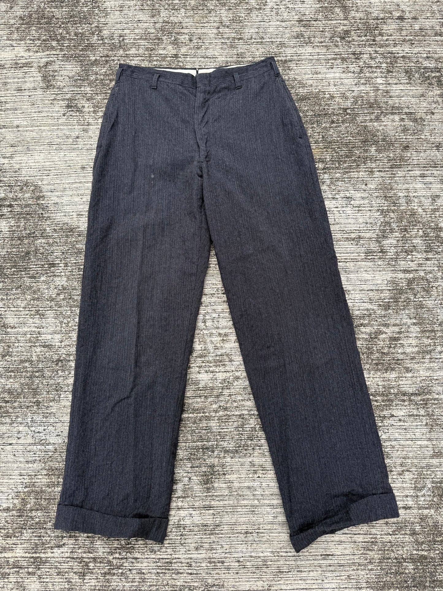 Rare 1940s–1950s Wool Stripe Work Pants Vintage Pinstripe Trousers